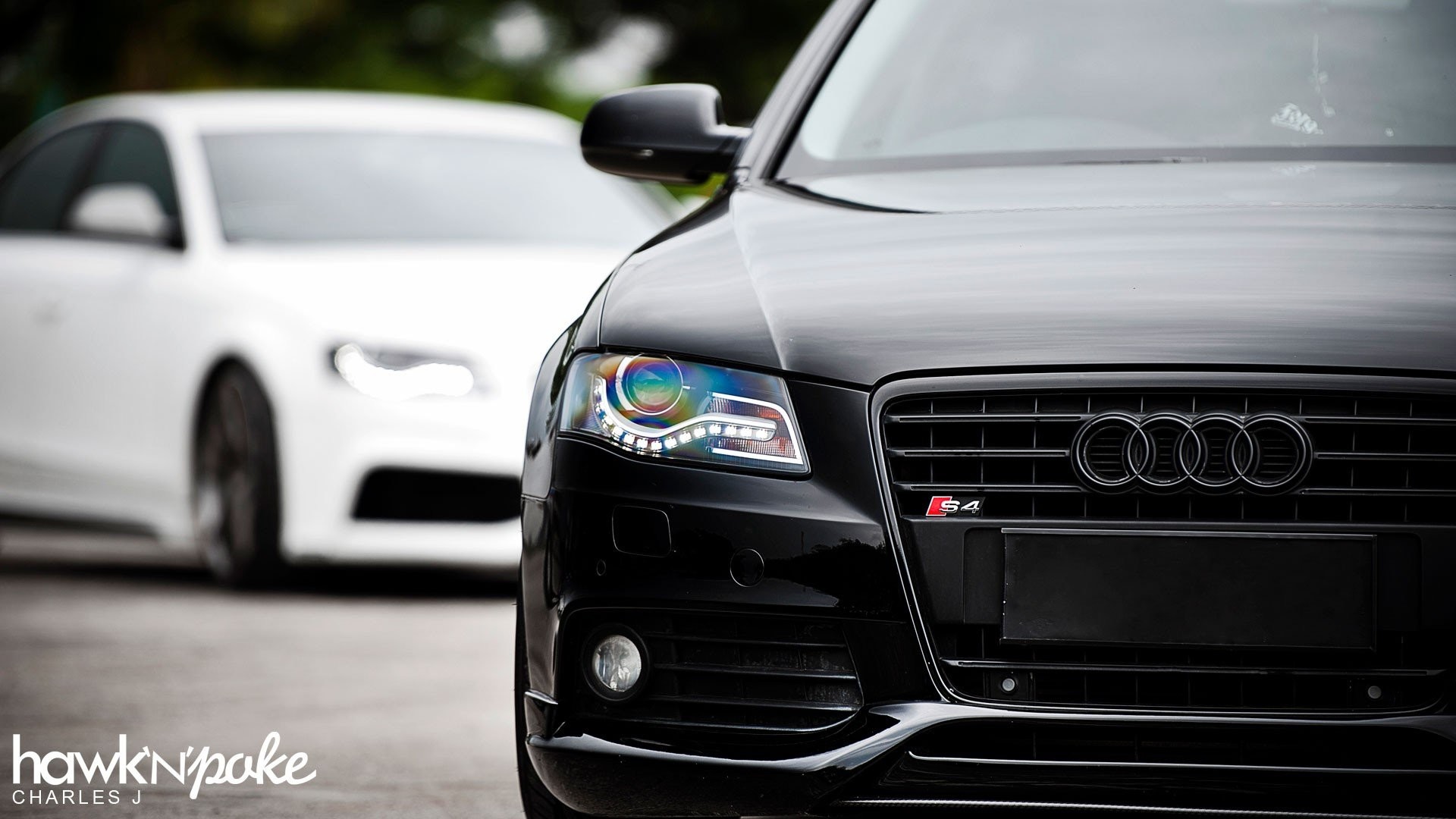 Audi S4 (B8), Audi, Nero, Primo piano, Full HD, sfondo desktop