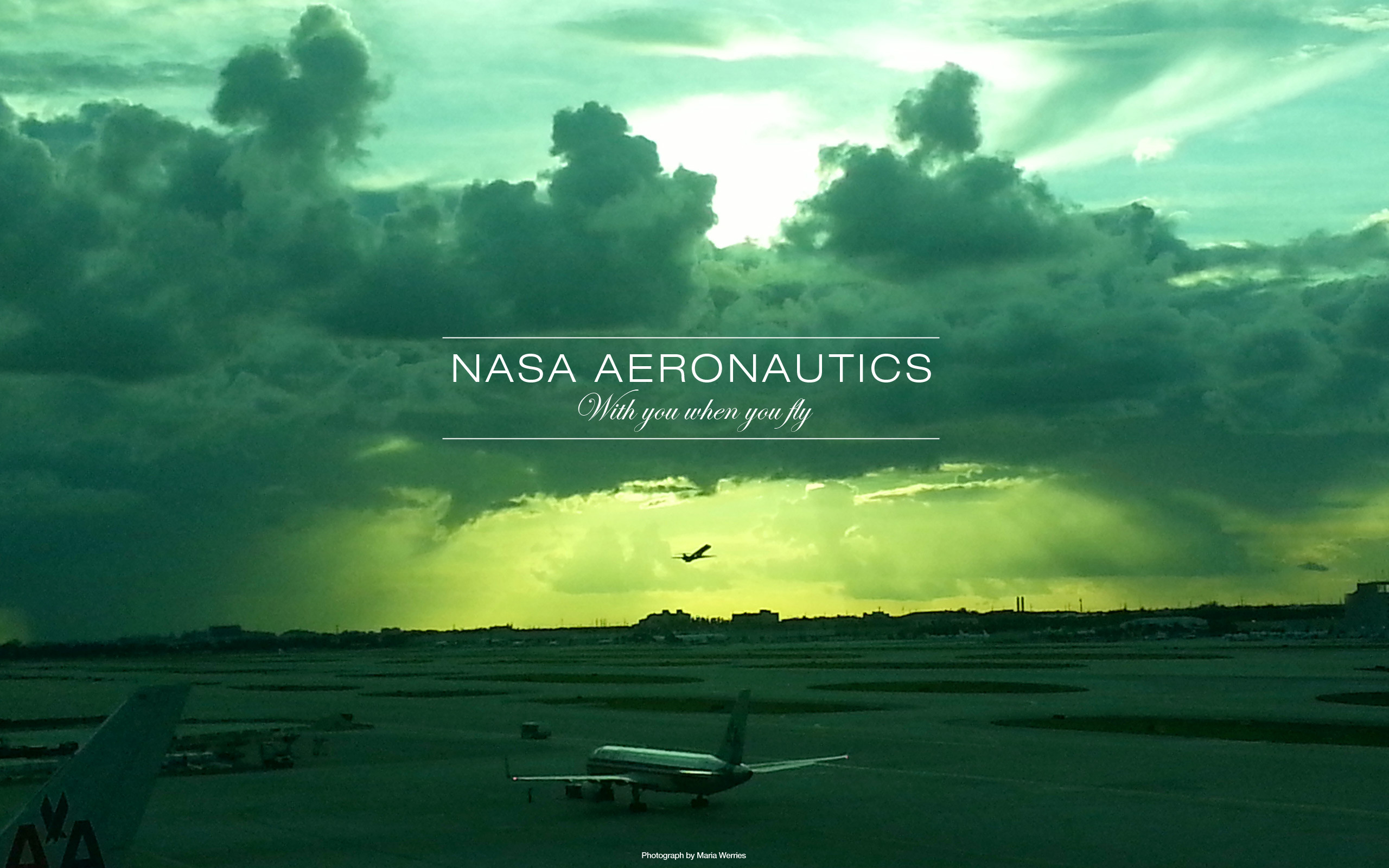 NASA Aeronautics, Aeroporto, Nuvole, Verde, 16:10 2K, sfondo widescreen