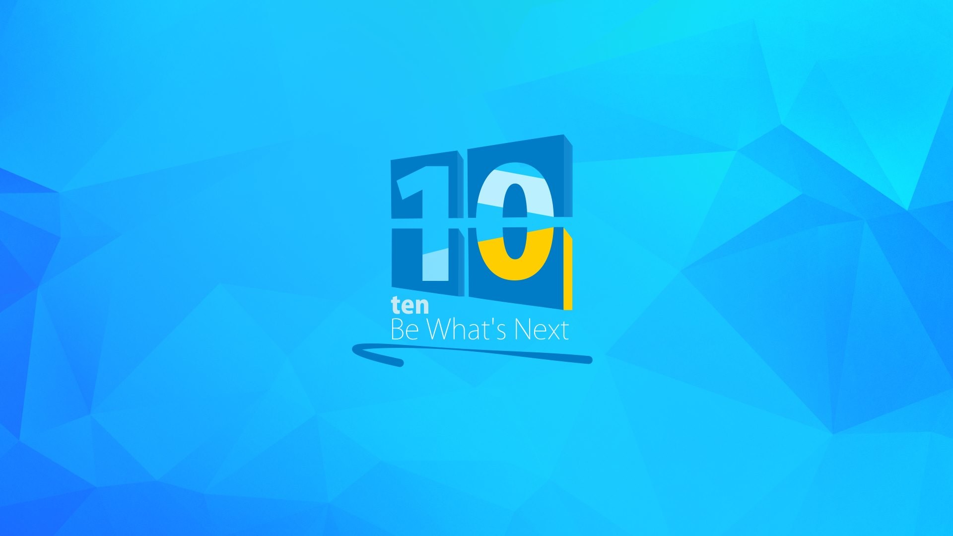 Windows 10, Be What's Next, Azzurro, Low poly, Full HD, sfondo desktop