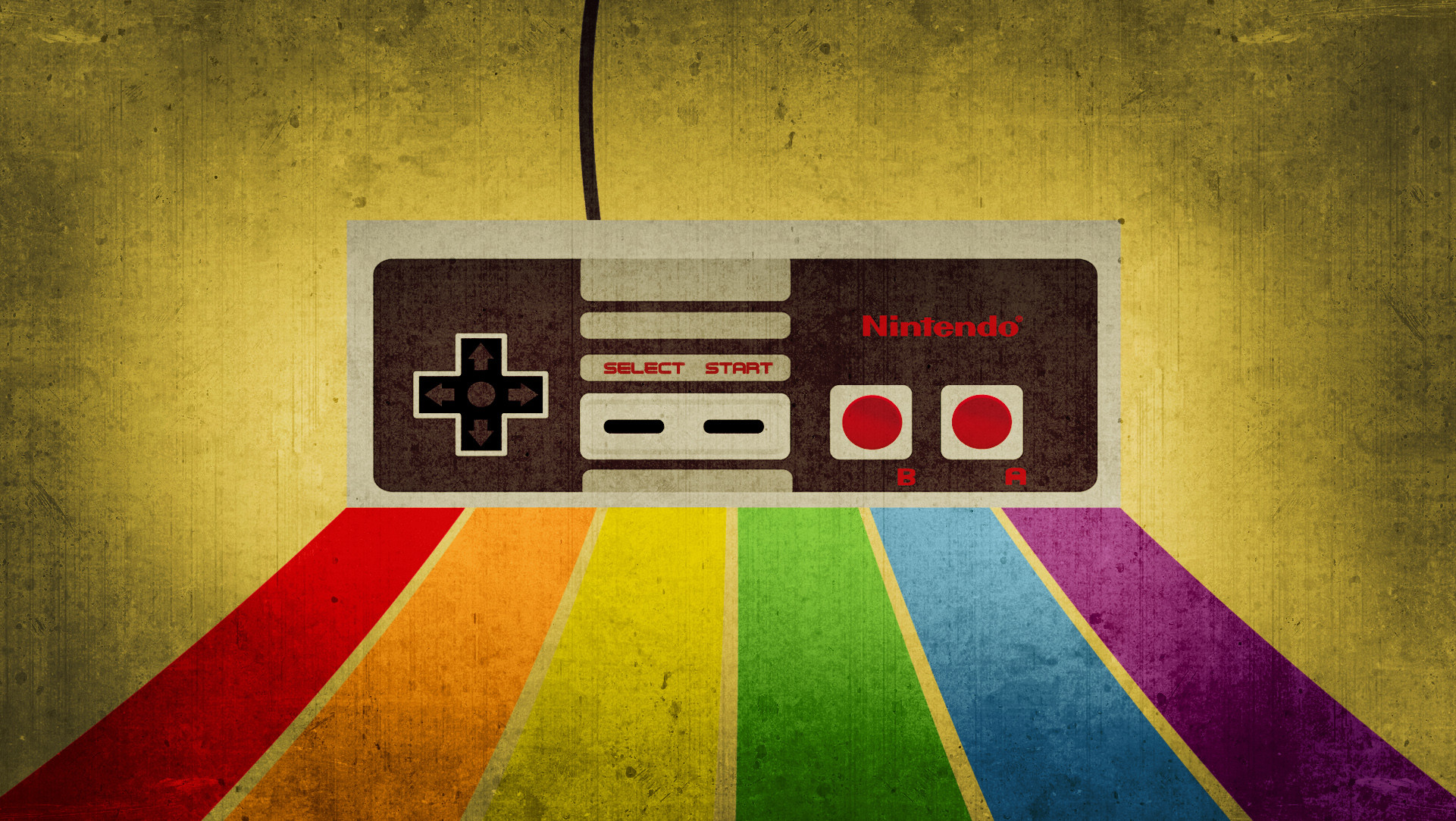 Controller NES, Nintendo, Arcobaleno, Retrò, 16:9 Full HD, sfondo widescreen