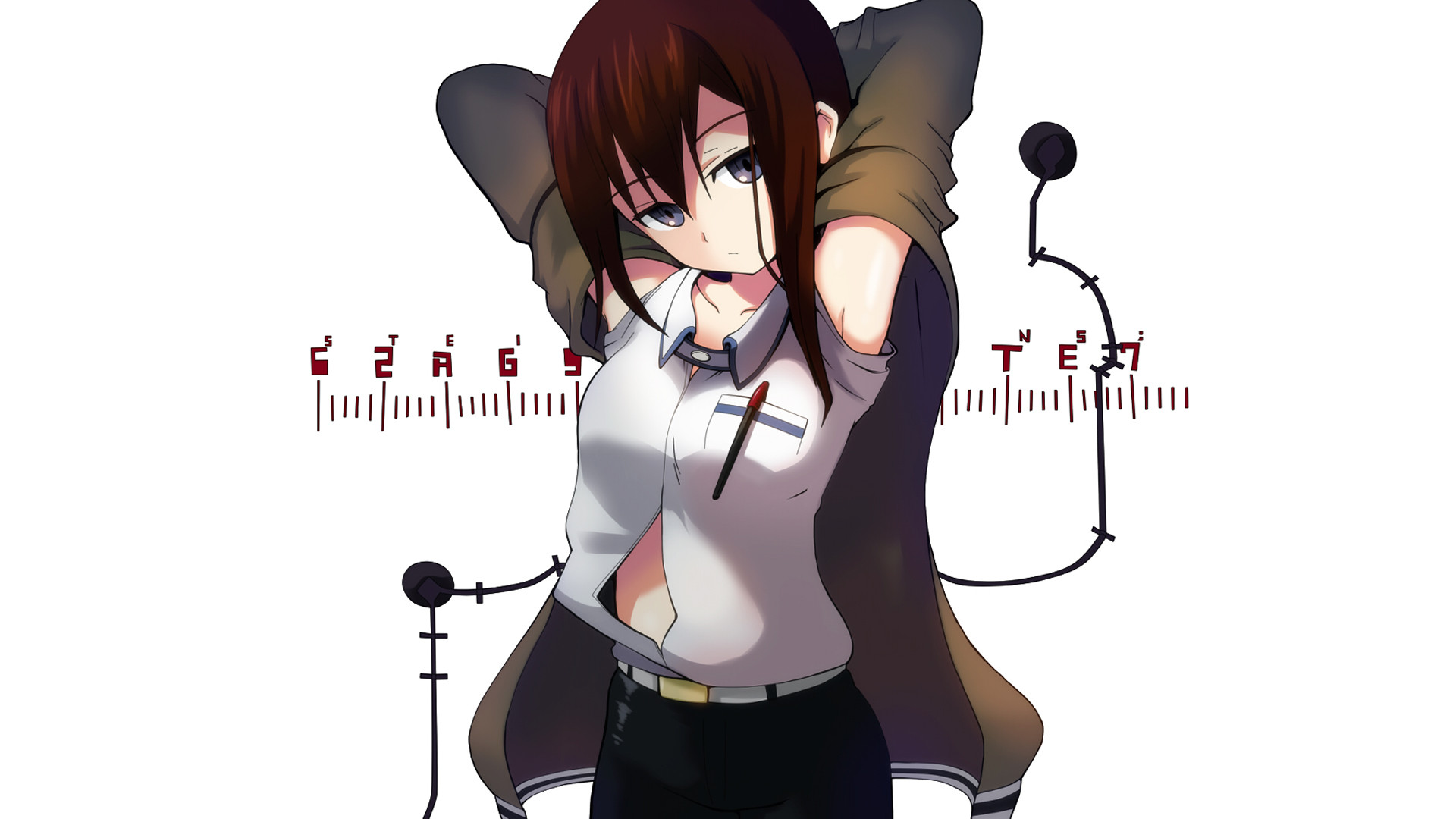 Kurisu Makise, Steins;Gate, Sfondo bianco, Anime, Full HD, wallpaper per PC
