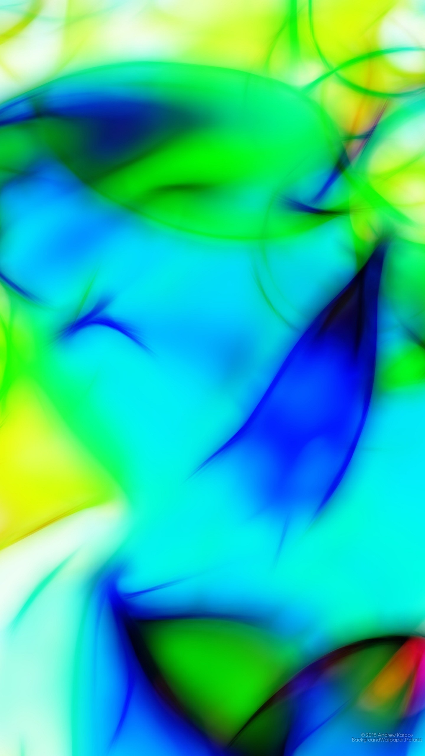 Astratto, Azzurro e verde, Arte digitale, QHD+, sfondo per iPhone e Android