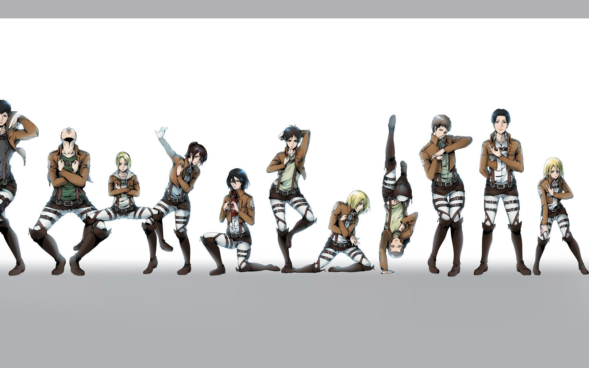 L'attacco dei giganti, Levi Ackerman, Pose buffe, Sfondo bianco, wallpaper 1920x1200
