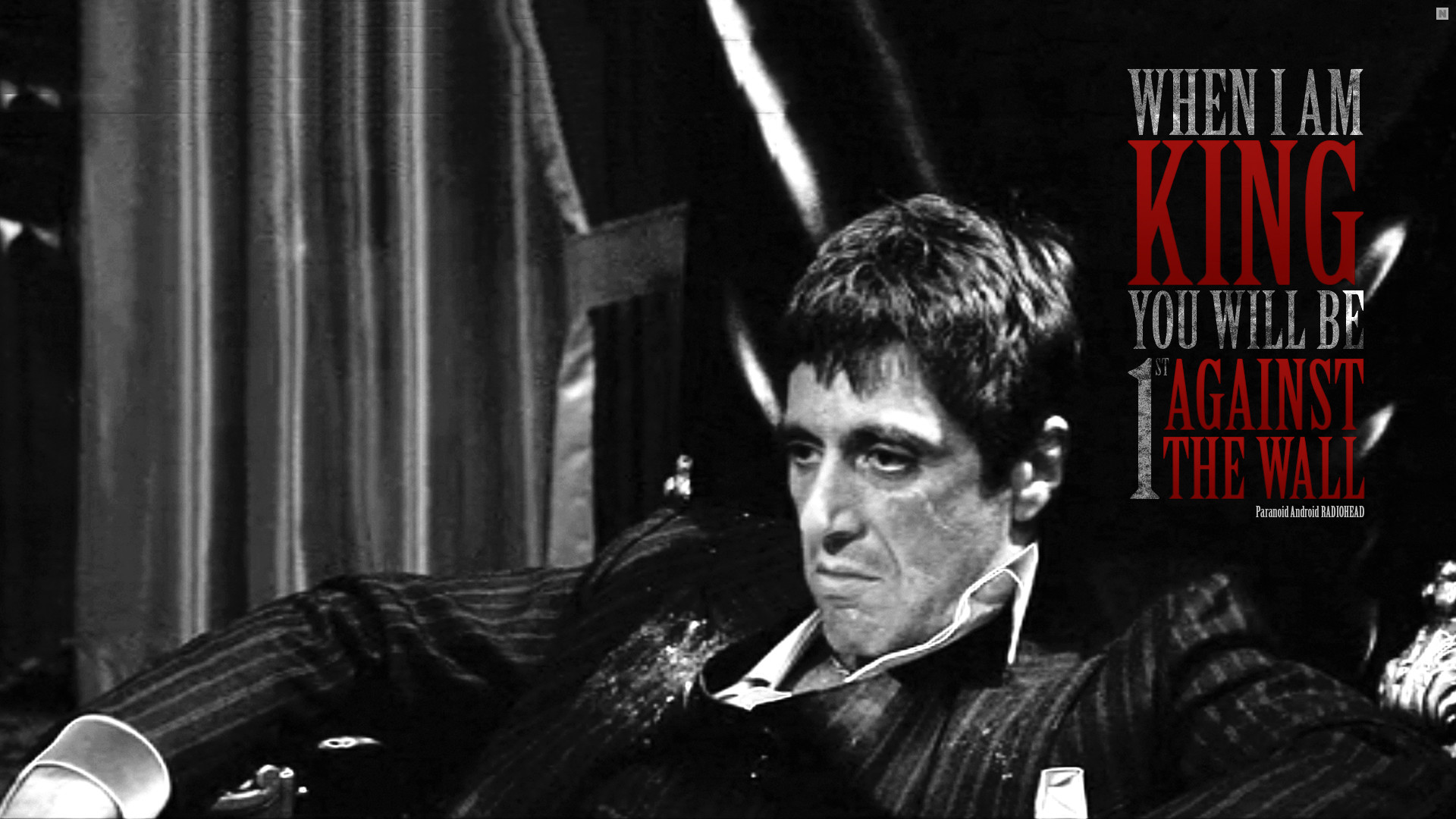 Tony Montana, Al Pacino, Scarface, Citazione, Bianco e nero, Full HD, sfondo per PC