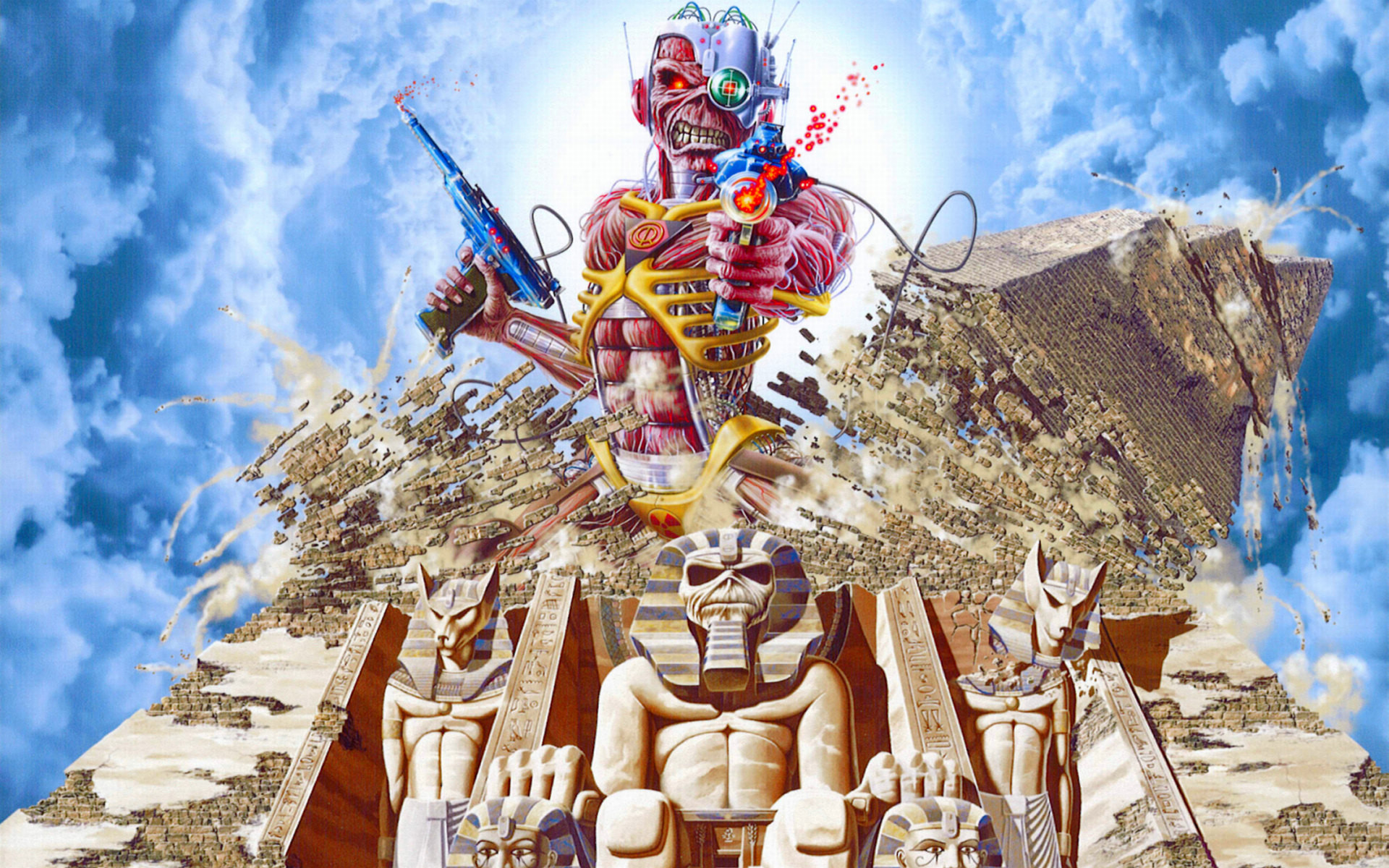 Eddie, Somewhere Back in Time, Iron Maiden, Piramide, Nuvole, 1920x1200, sfondo MacBook Pro