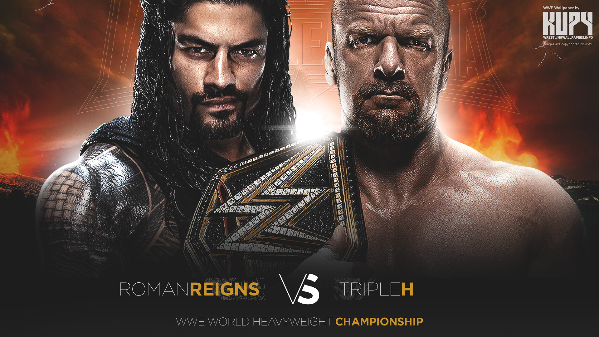 Roman Reigns, Triple H, WWE World Heavyweight Championship, WWE, Poster, sfondo desktop 1920x1080