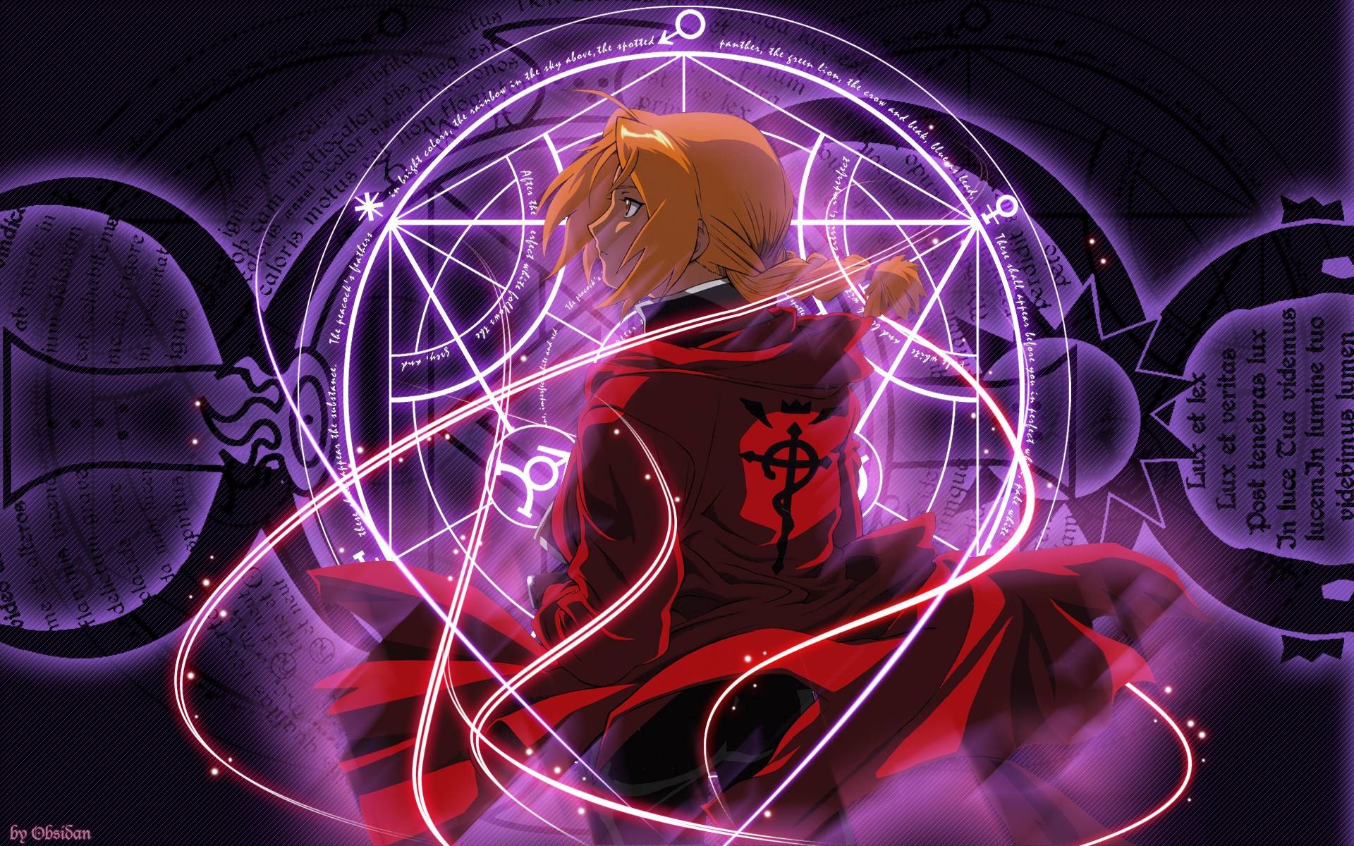 Edward Elric, Fullmetal Alchemist, Cerchio alchemico, Viola, Full HD, sfondo per portatile