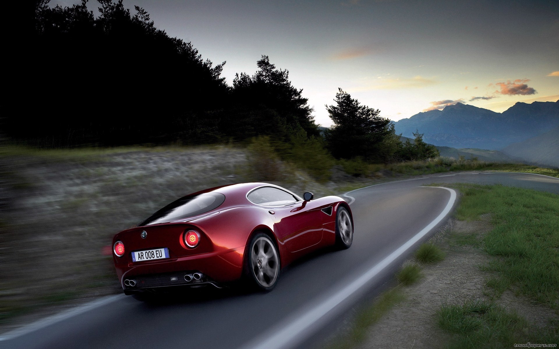 Alfa Romeo 8C Competizione, Alfa Romeo, Strada, Crepuscolo, 1920x1200, immagine di sfondo