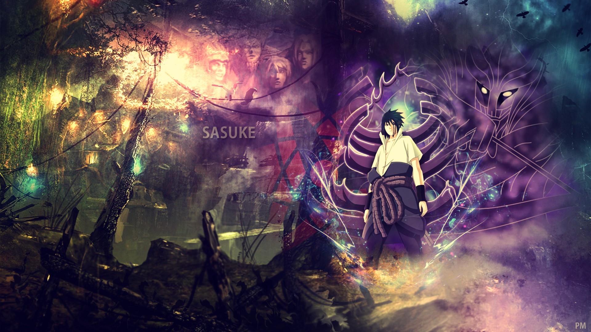 Sasuke Uchiha, Susanoo, Naruto Shippuden, Full HD, wallpaper per portatile