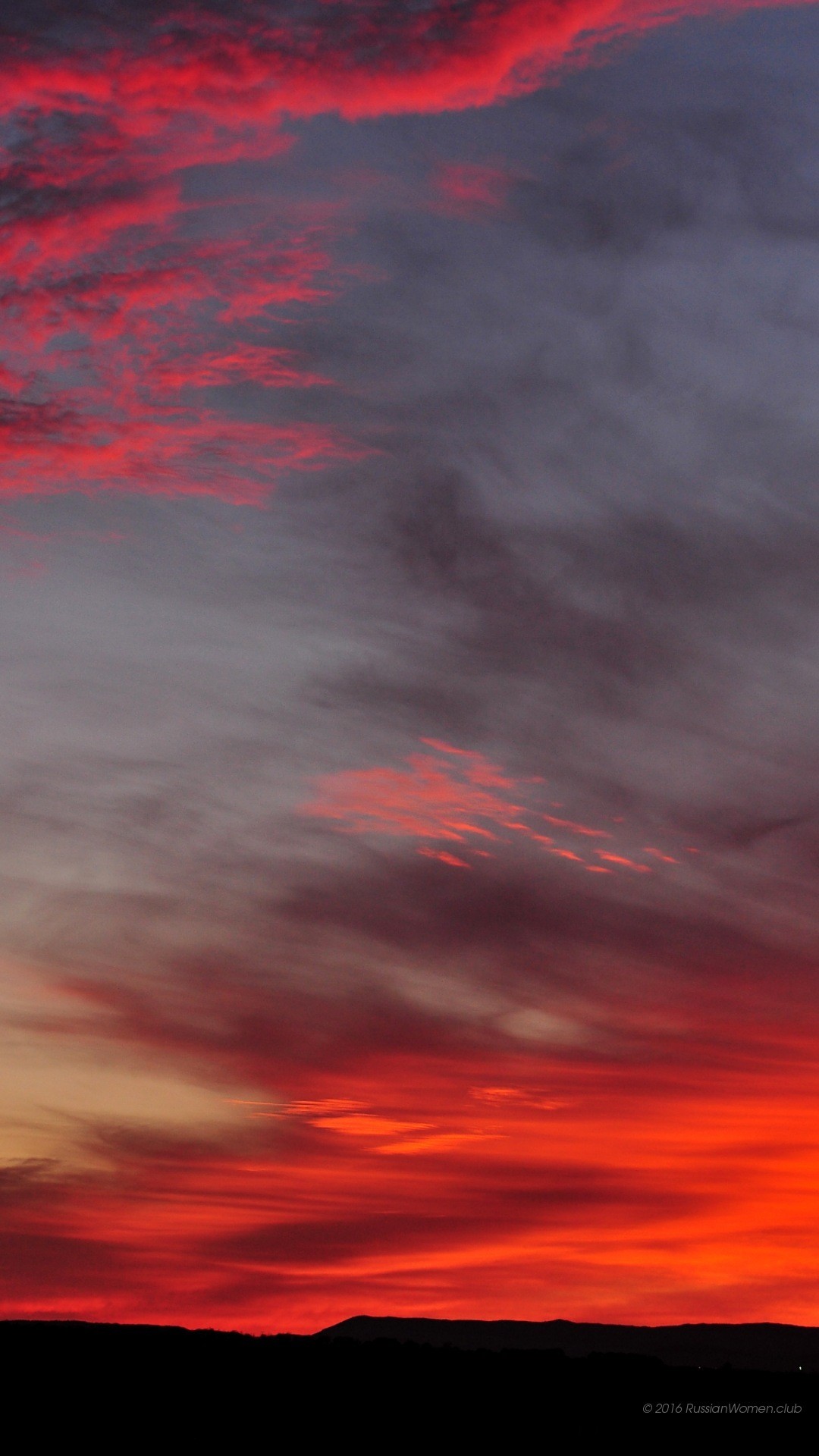 Tramonto, Cielo rosso, Nuvole, Full HD, schermata di blocco del cellulare