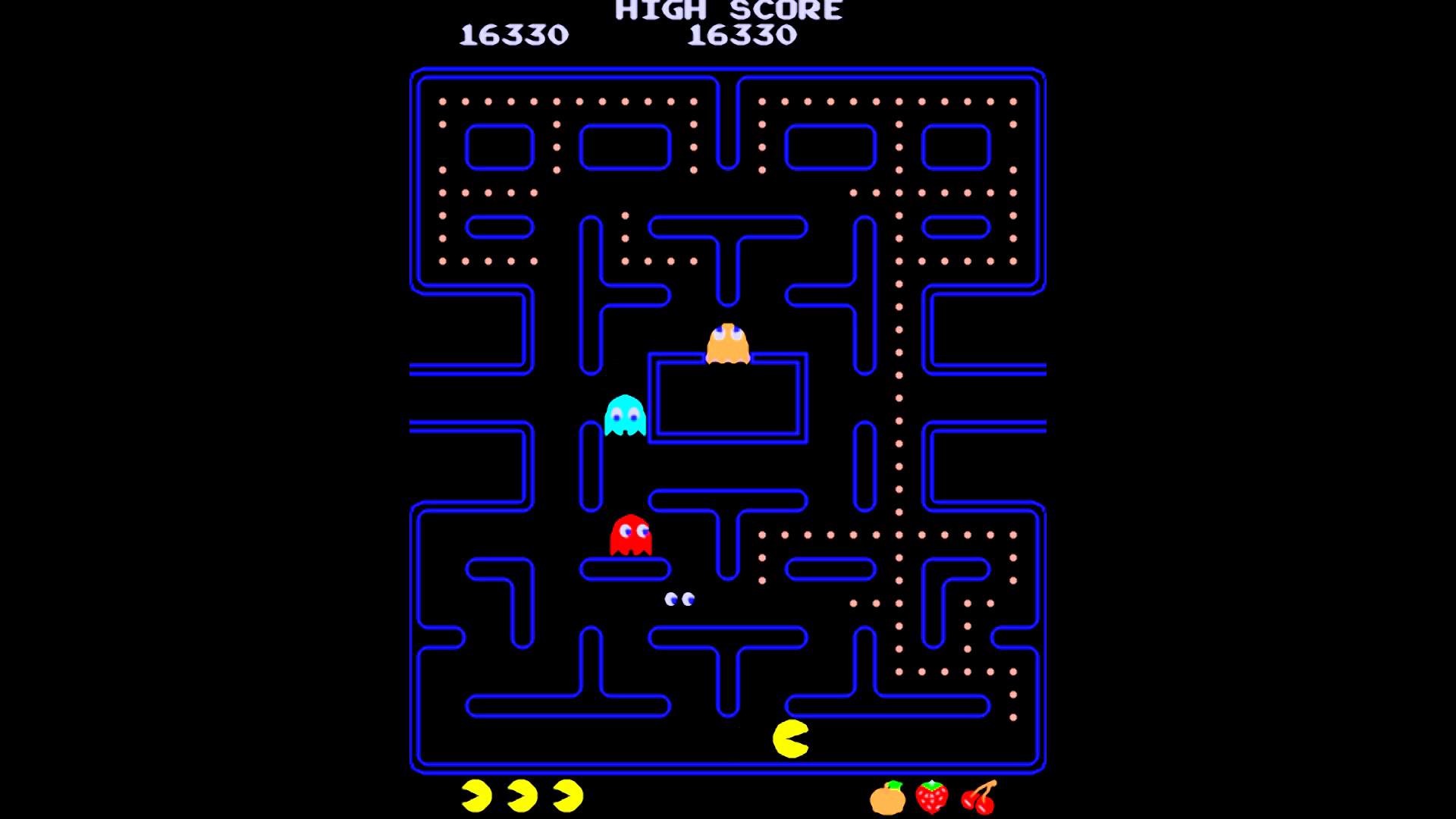 Pac-Man, Labirinto, Schermata di gioco, Pixel art, Videogioco arcade, sfondo desktop Full HD