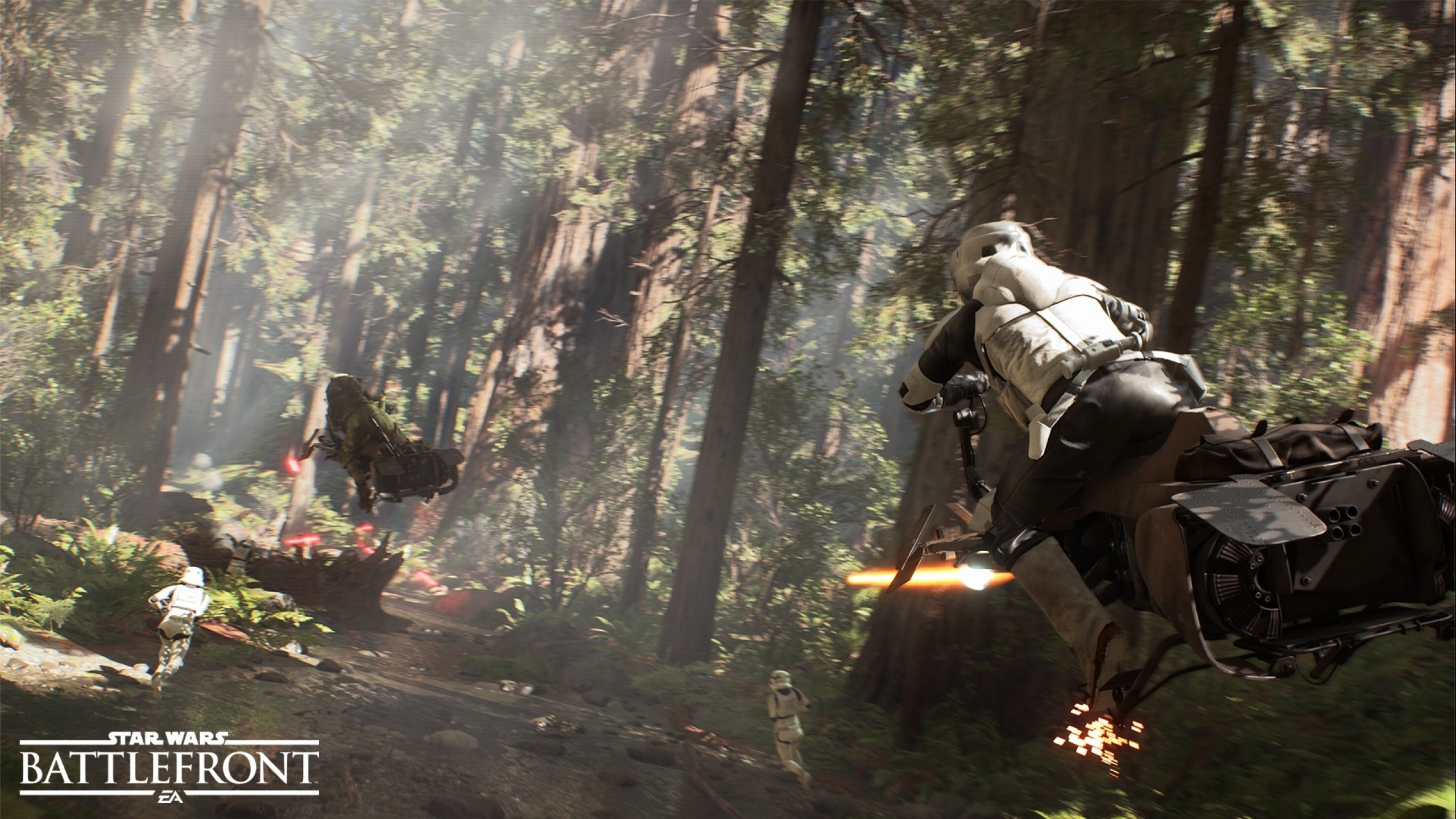 Star Wars Battlefront, Speeder bike, Endor, Foresta, 2K, sfondo per portatile