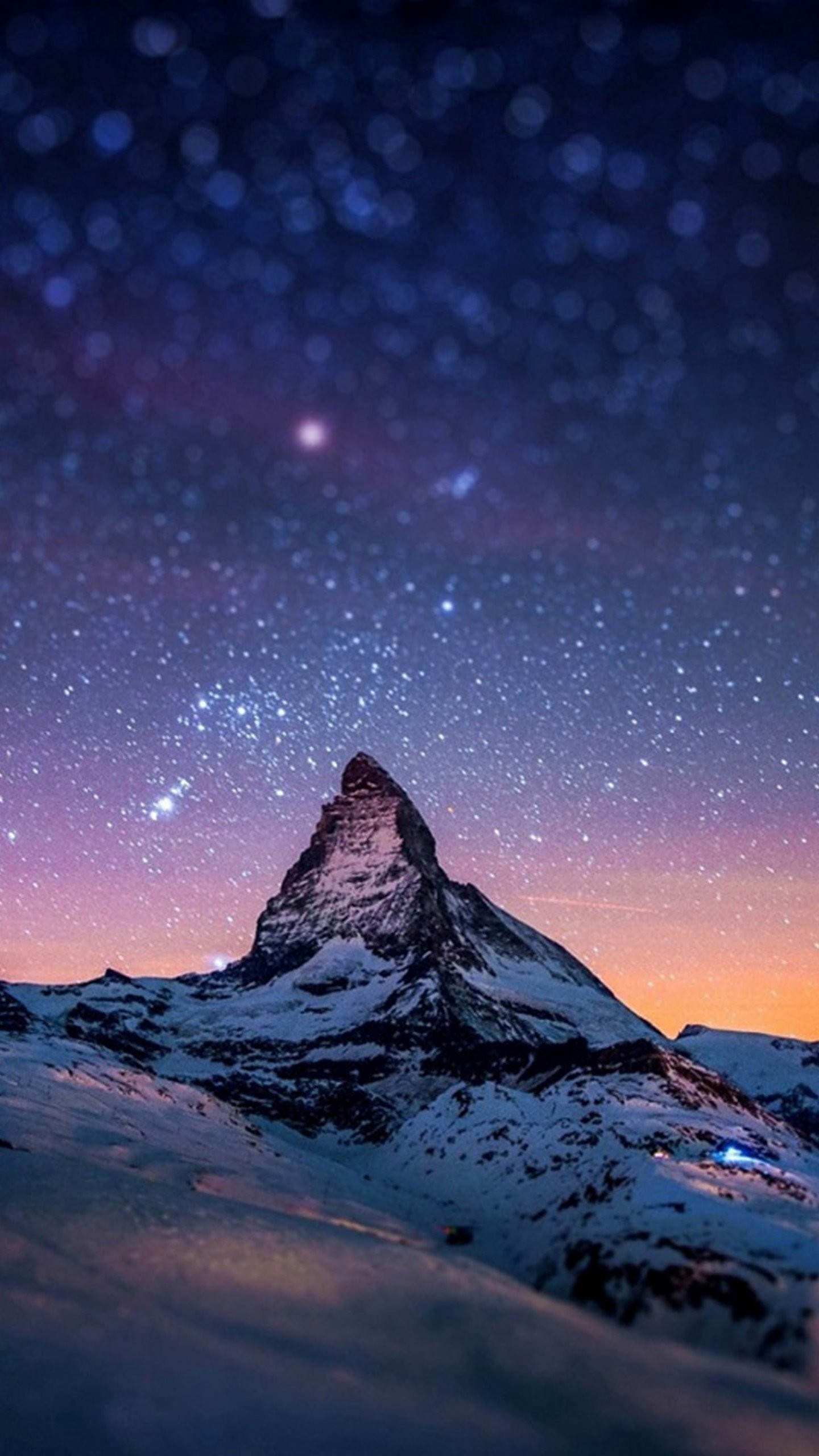 Cervino, Matterhorn, Cielo stellato, Notte, QHD+, sfondo verticale per cellulare