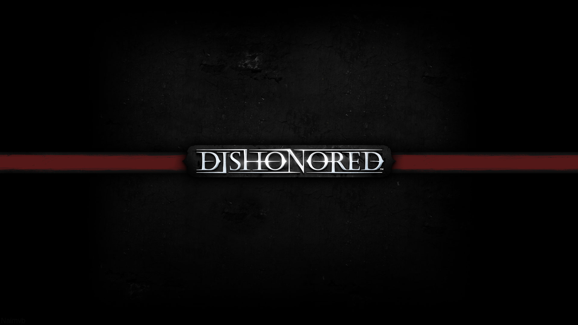 Dishonored, Logo, Linea rossa, Sfondo nero, Full HD, wallpaper per portatile