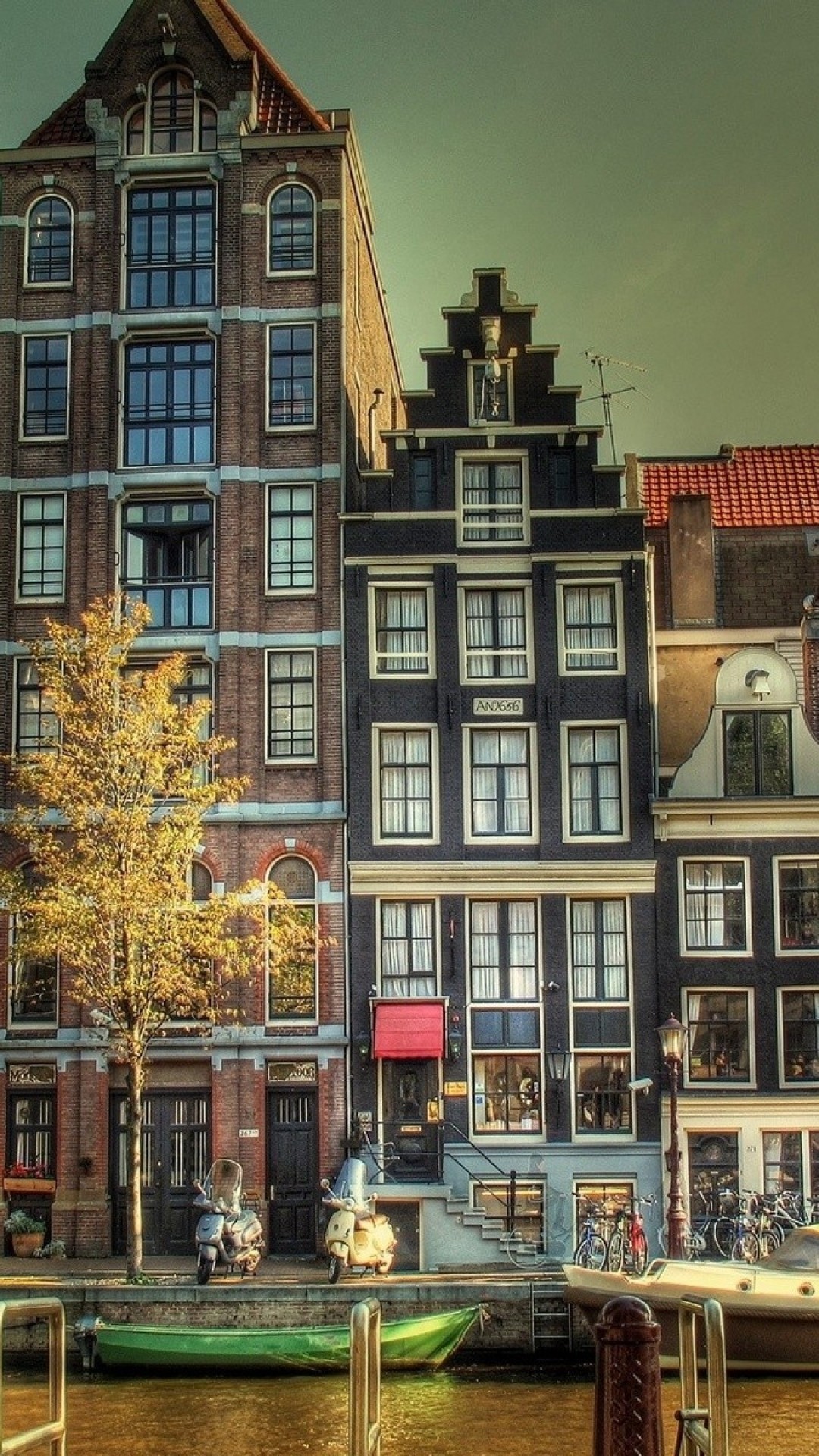 Amsterdam, Case a timpano, Architettura olandese, Facciate, sfondo per iPhone e Android