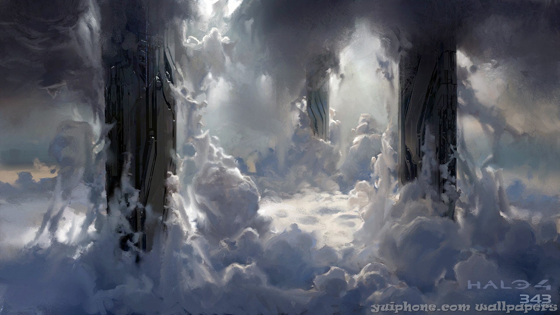 Halo 4, Halo, Strutture Forerunner, Nuvole, 1920x1080, sfondo per PC