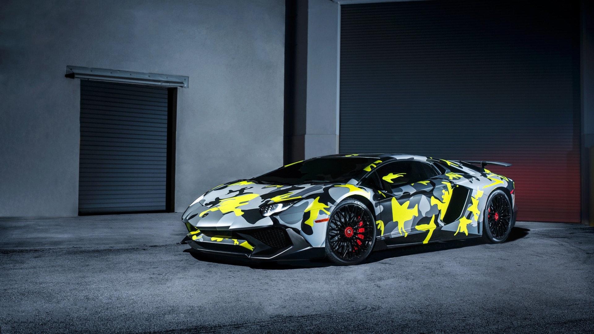 Lamborghini Aventador, Livrea mimetica, Garage, Supercar, 1920x1080, immagine di sfondo