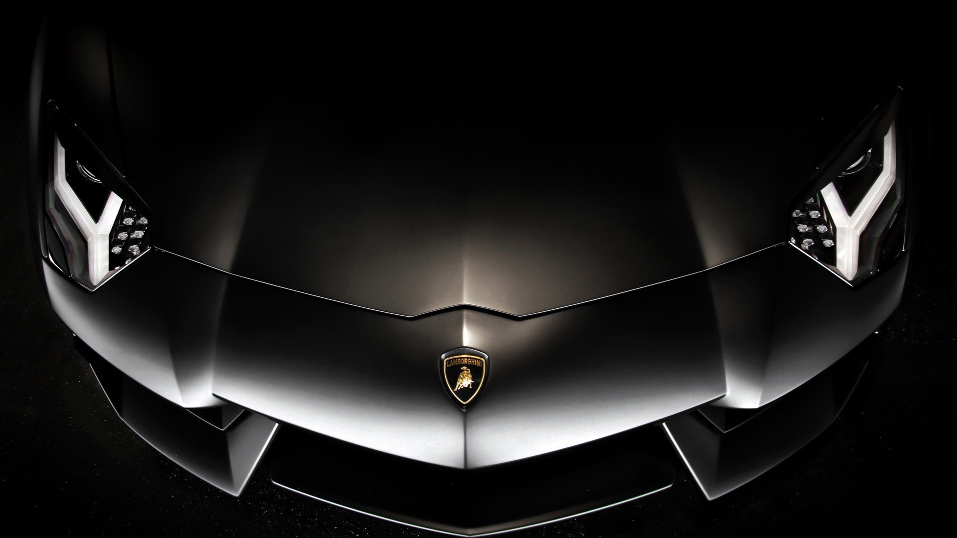 Lamborghini Aventador, Cofano, Logo Lamborghini, Fari, Nero, Full HD 1080p, sfondo desktop