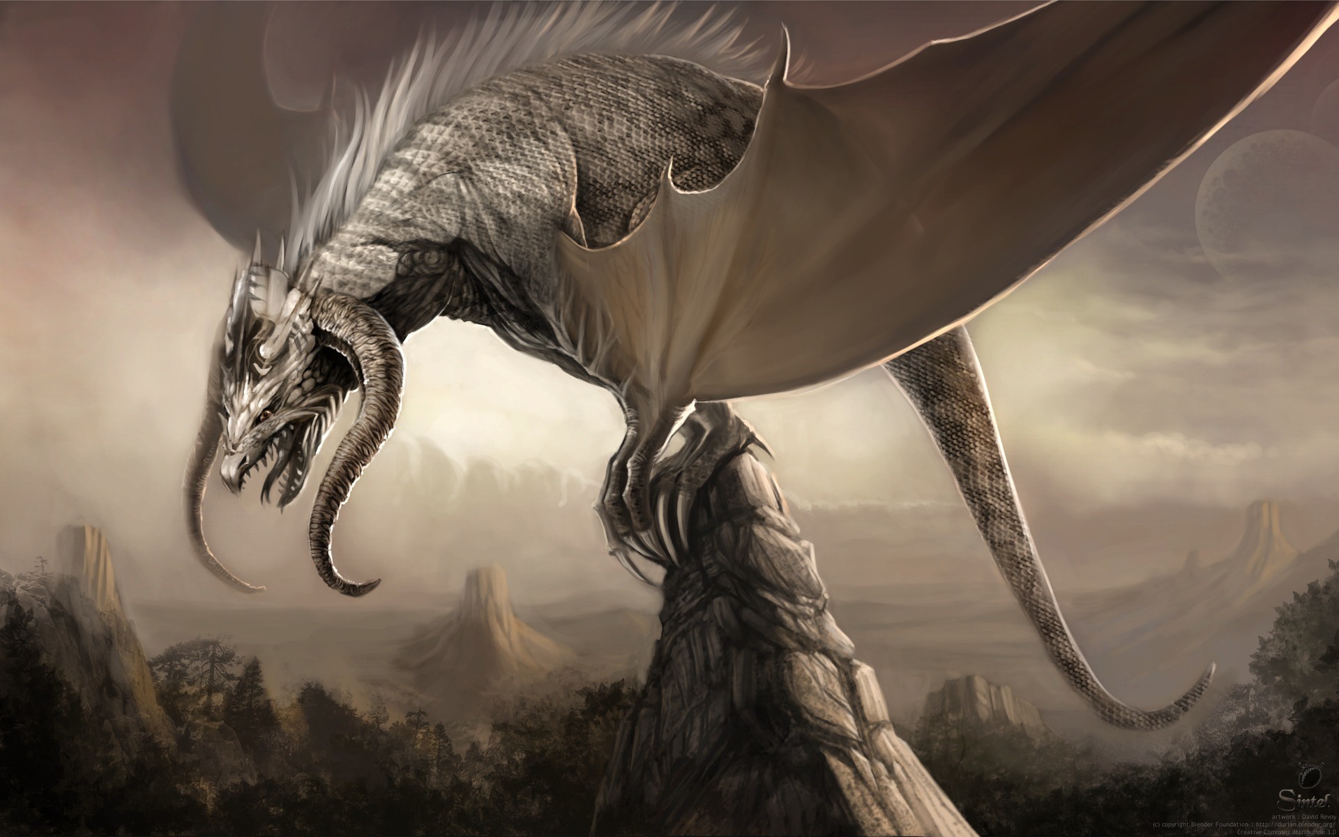 Drago, Ali, Arte fantasy, Seppia, 1920x1200, sfondo MacBook Pro