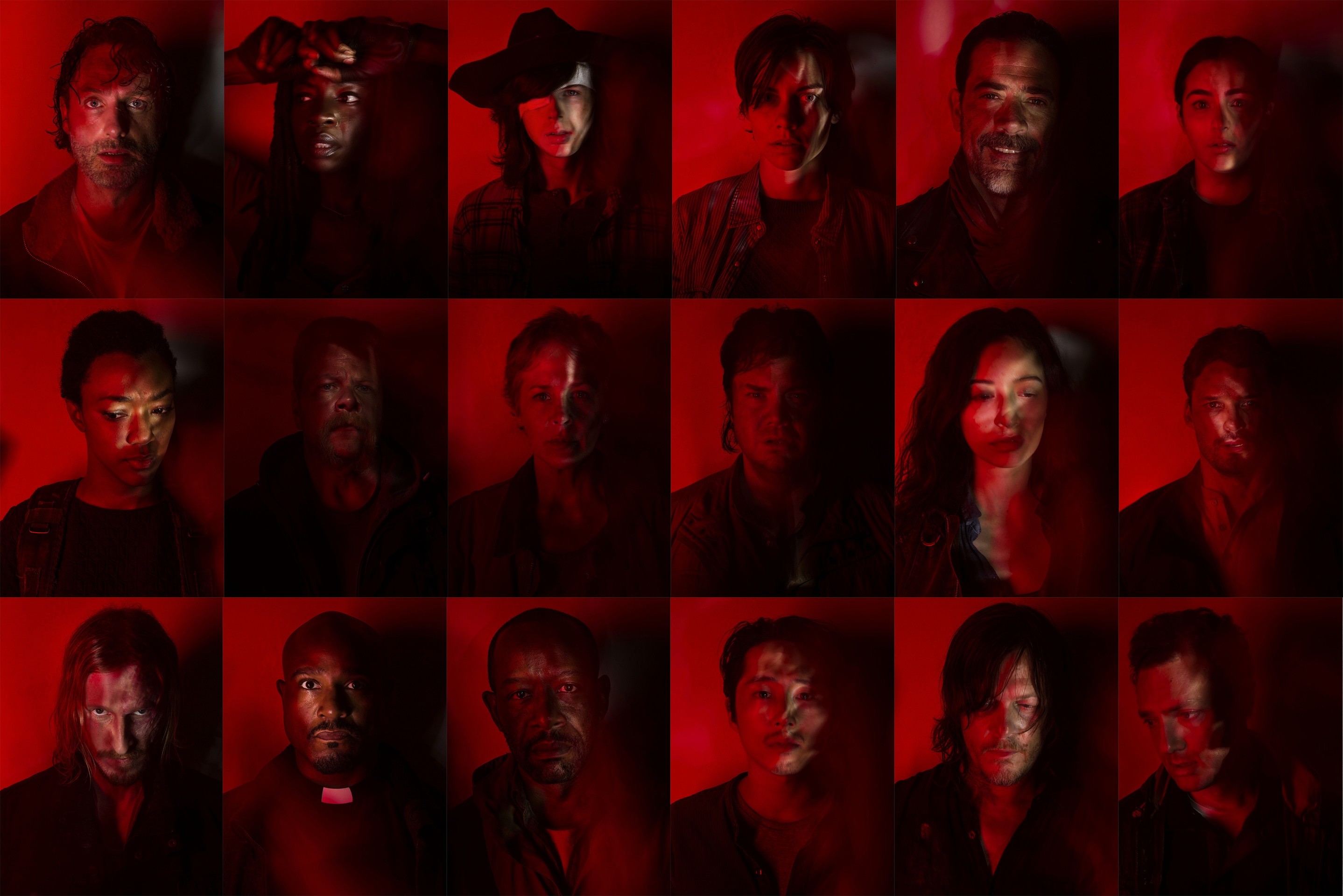 The Walking Dead, Vittime di Negan, Collage, Luce rossa, 2K, sfondo desktop