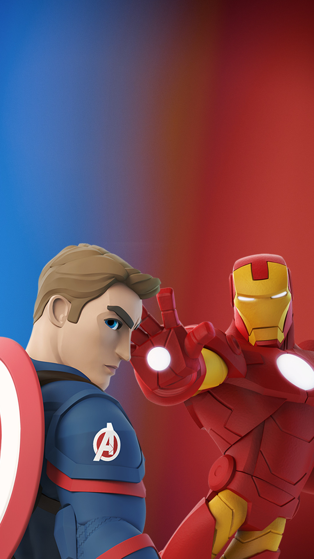 Captain America, Iron Man, Arte vettoriale, Rosso e blu, wallpaper per iPhone e Android