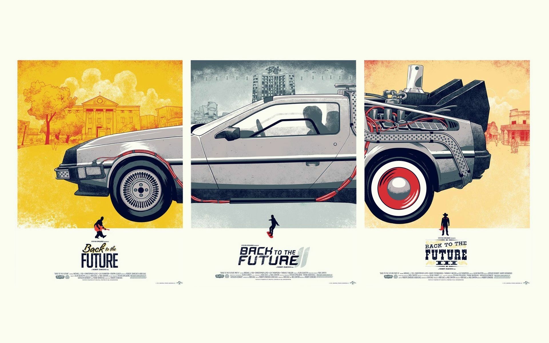 Ritorno al futuro, Trilogia, DeLorean DMC-12, Poster minimalista, sfondo desktop Full HD