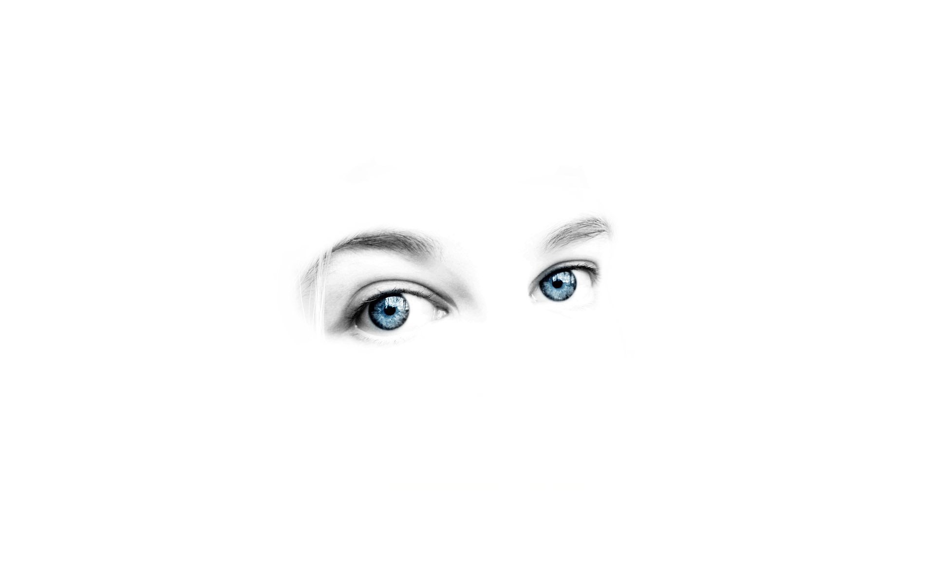 Occhi azzurri, Sguardo, Sfondo bianco, Minimalista, Full HD, wallpaper per PC