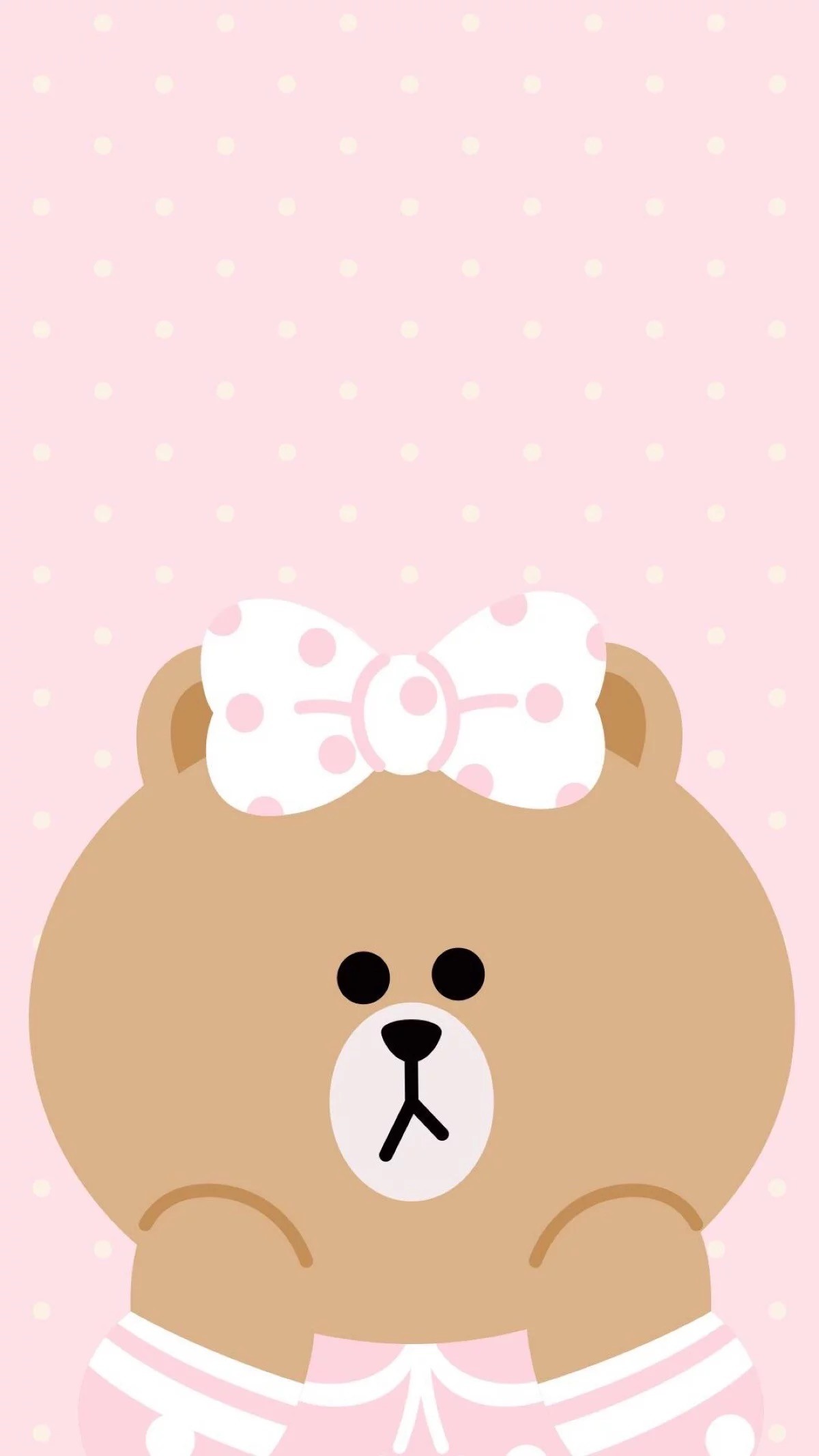 Brown, LINE Friends, Orsetto, Fiocco, Rosa, Full HD, wallpaper per smartphone