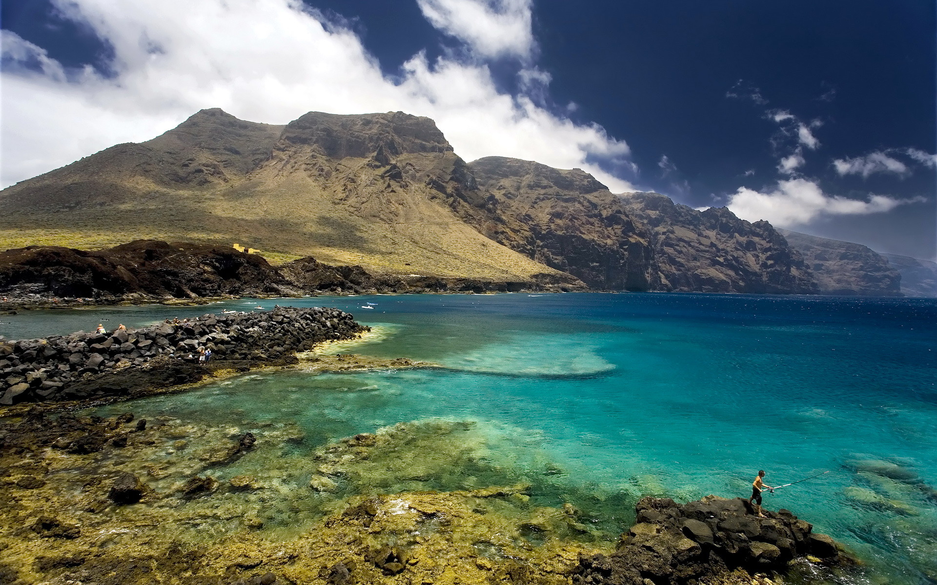 Tenerife, Isole Canarie, Costa, Mare turchese, Montagne, 1920x1200, immagine di sfondo