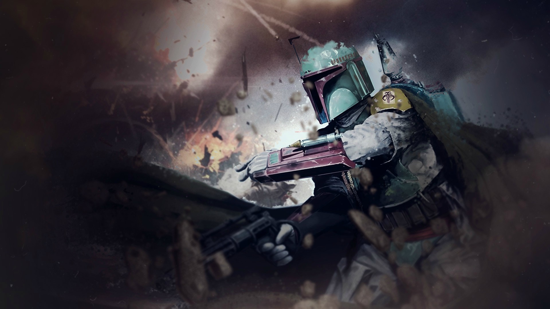 Boba Fett, Blaster, Star Wars, Arte digitale, Full HD, sfondo Windows 11