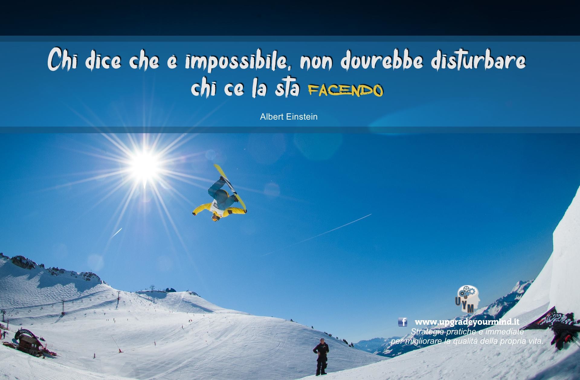 Citazione Albert Einstein, Snowboard, Neve, Montagne, Full HD, wallpaper desktop