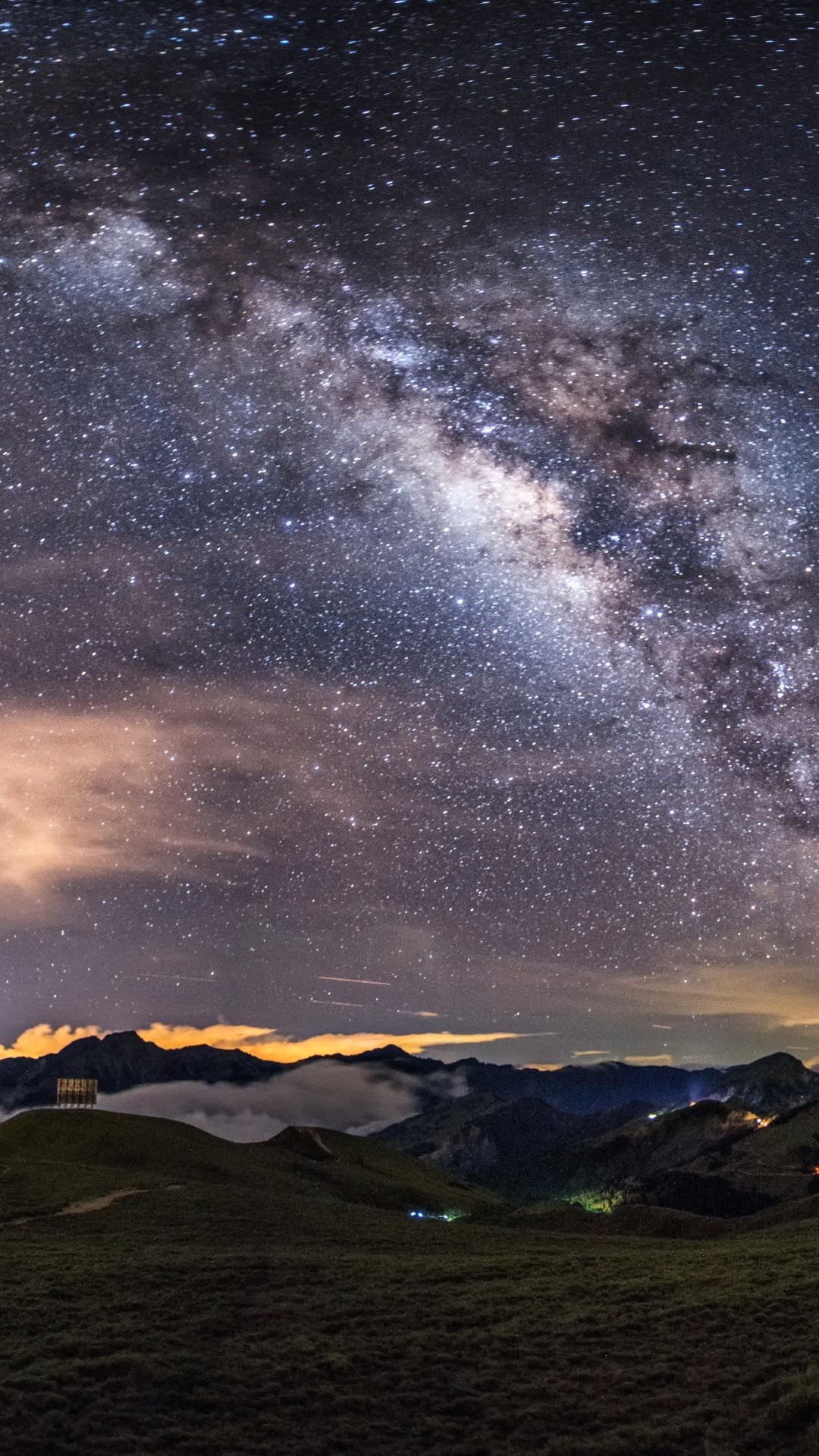 Via Lattea, Cielo stellato, Montagne, Full HD, sfondo per smartphone