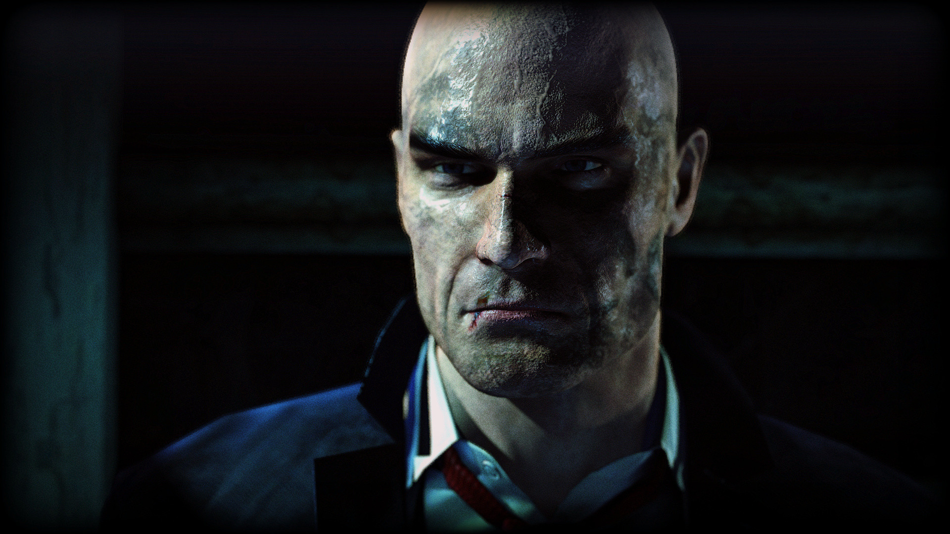 Hitman: Absolution, Agente 47, Primo piano, Sfondo scuro, Full HD, wallpaper per portatile