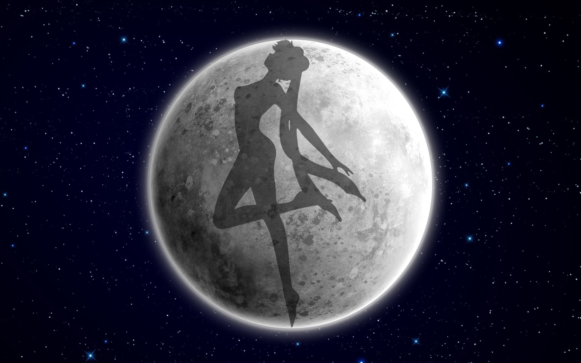 Sailor Moon, Luna, Silhouette, Spazio, 1920x1200, immagine di sfondo