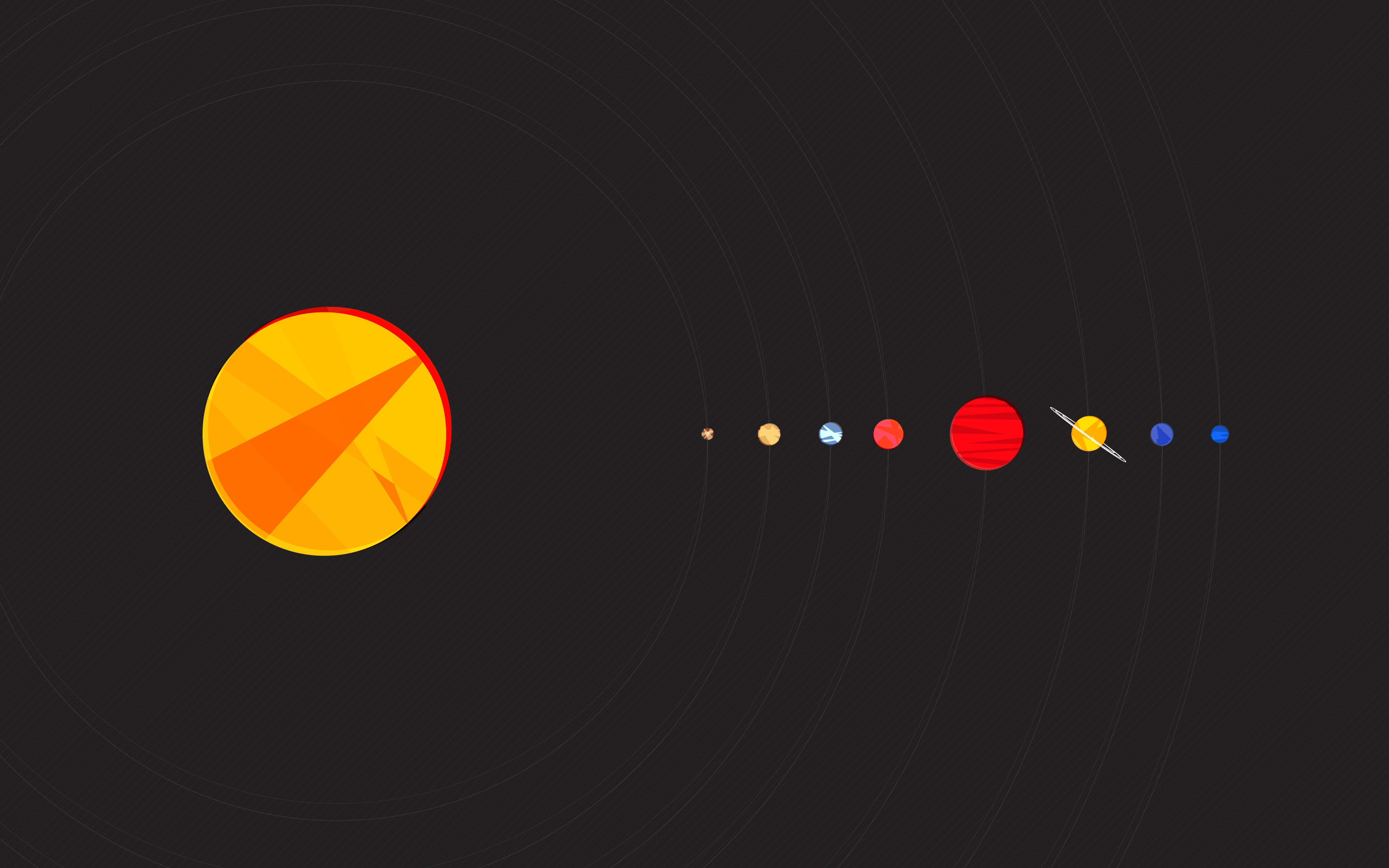 Sistema solare, Sole, Pianeti, Minimalista, Design piatto, 2880x1800, immagine di sfondo