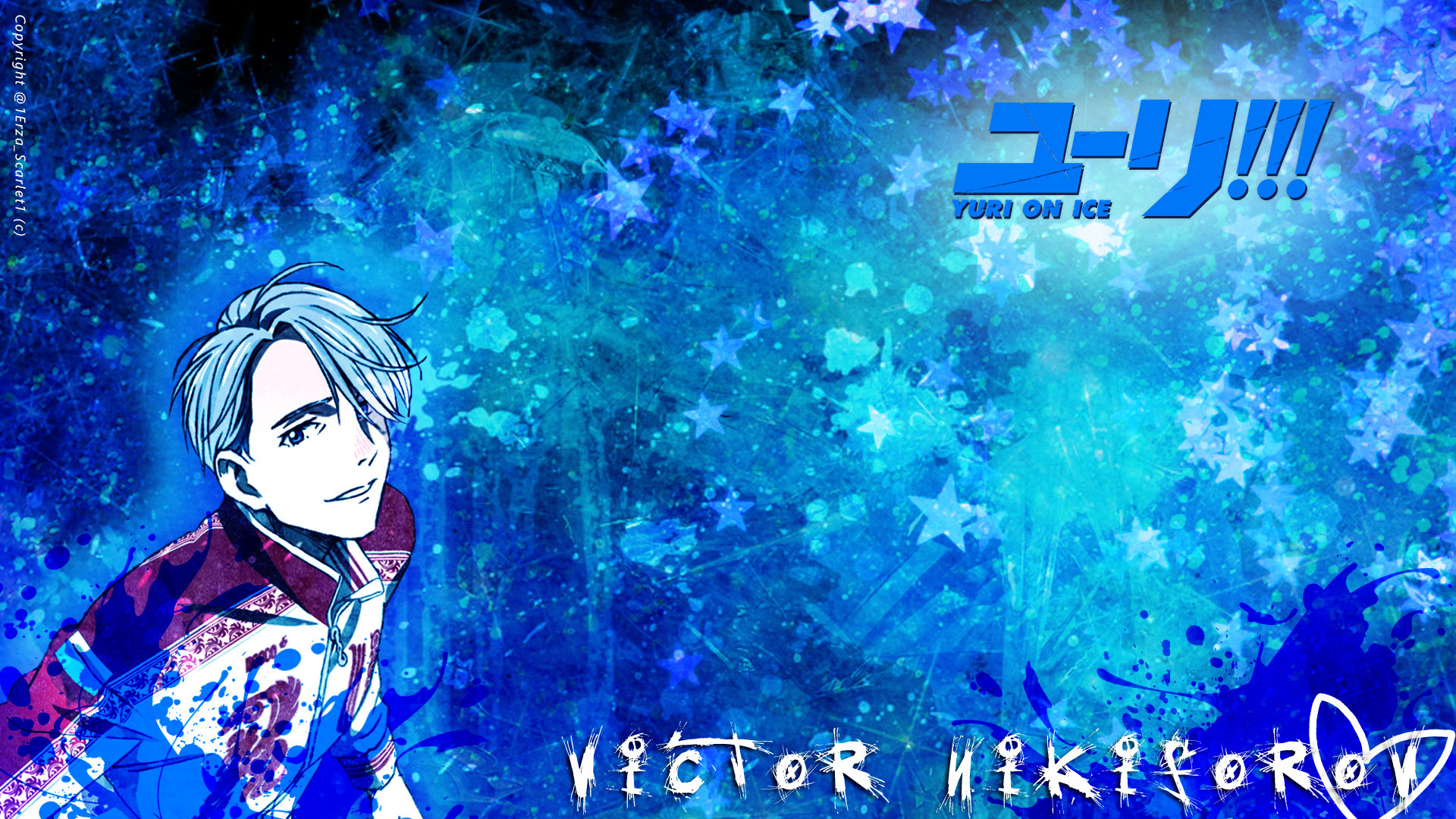 Victor Nikiforov, Yuri!!! on Ice, Logo, Blu, Full HD 1080p, sfondo desktop