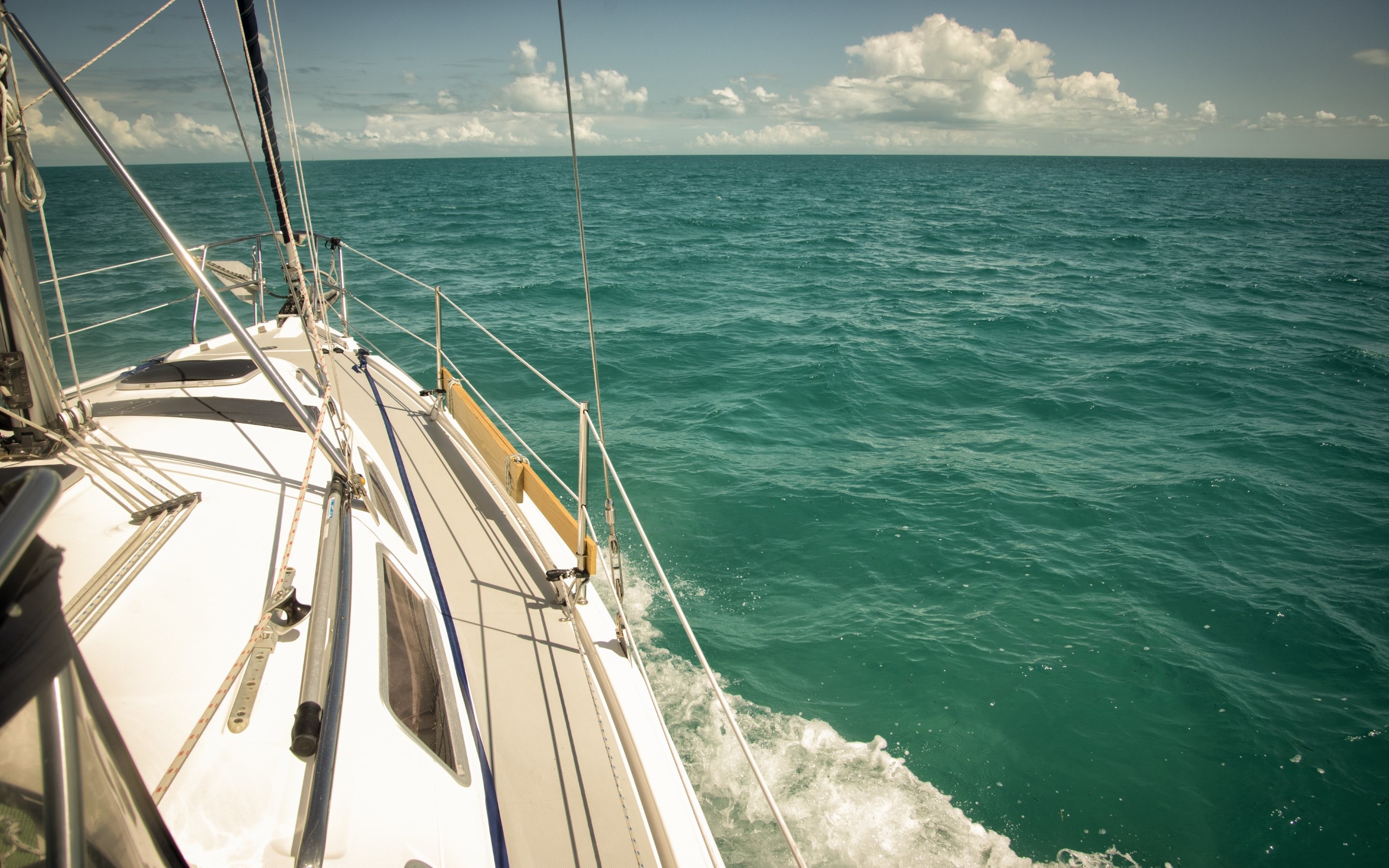 Barca a vela, Mare, Viaggio, Orizzonte, 2K, wallpaper desktop