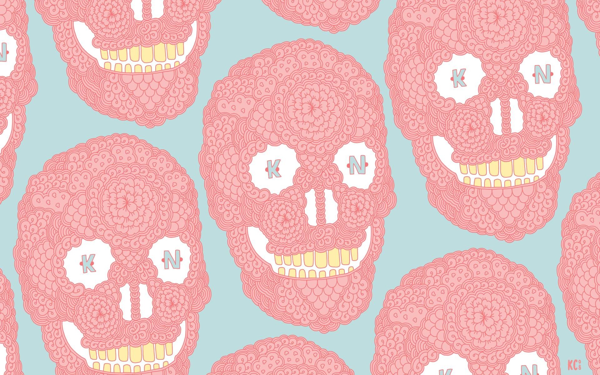 Teschi, Motivo, Rosa corallo, Azzurro, 1920x1200, sfondo MacBook Pro