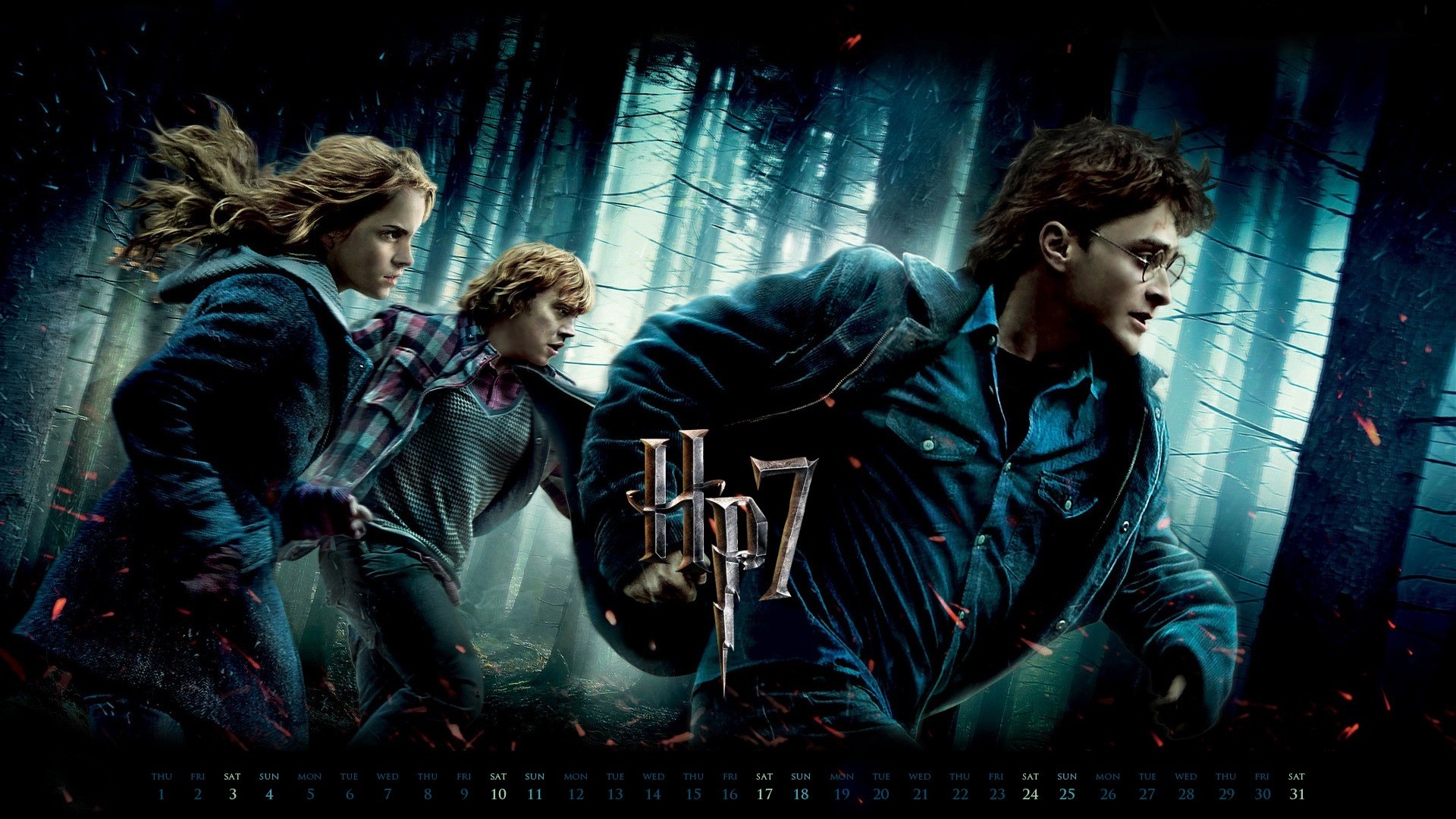Harry Potter e i Doni della Morte, Harry Potter, Hermione Granger, Ron Weasley, Foresta, sfondo 1080p