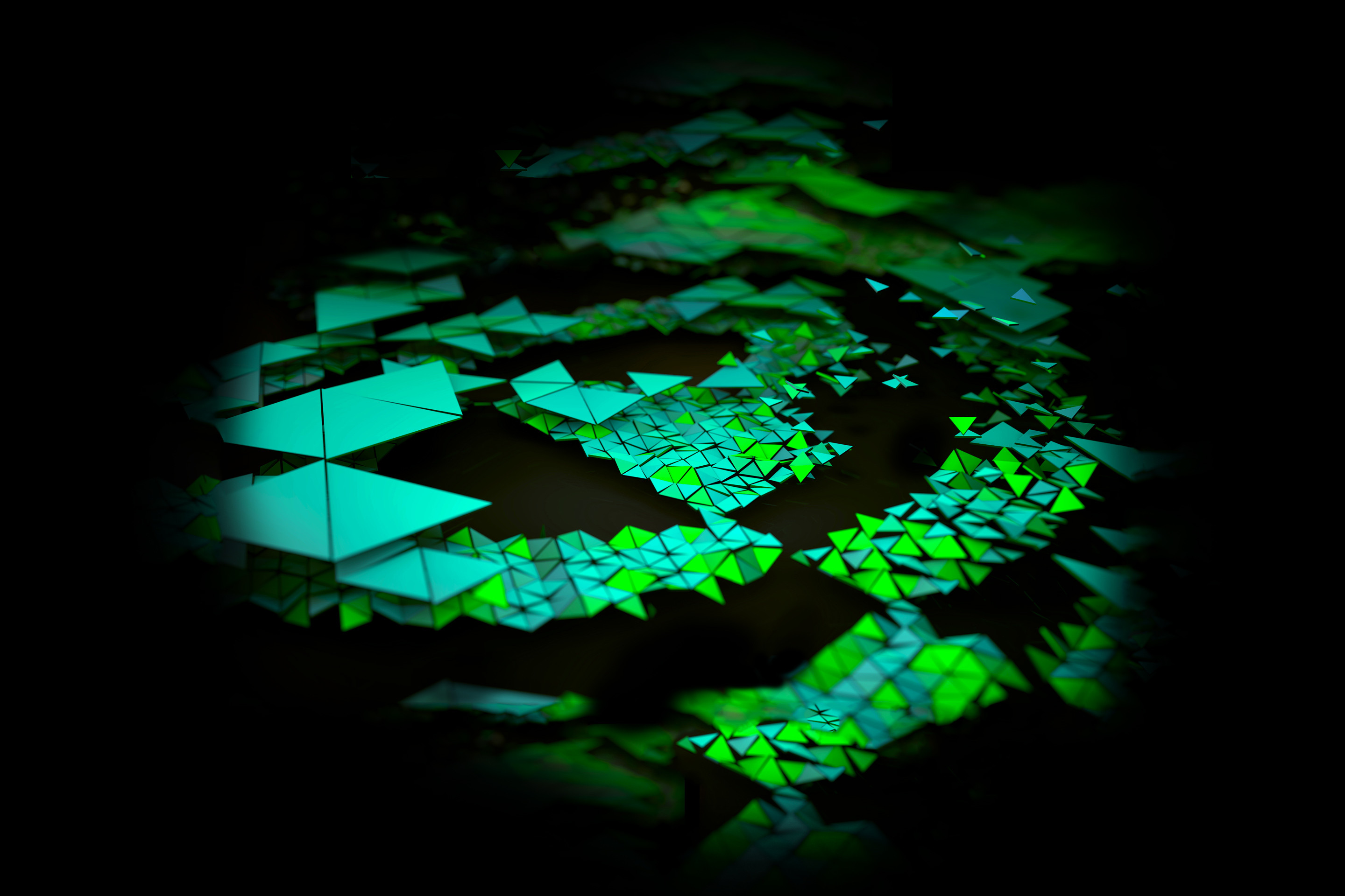 Logo Nvidia, Nvidia, Frammenti, Verde, 2K, sfondo Windows 11