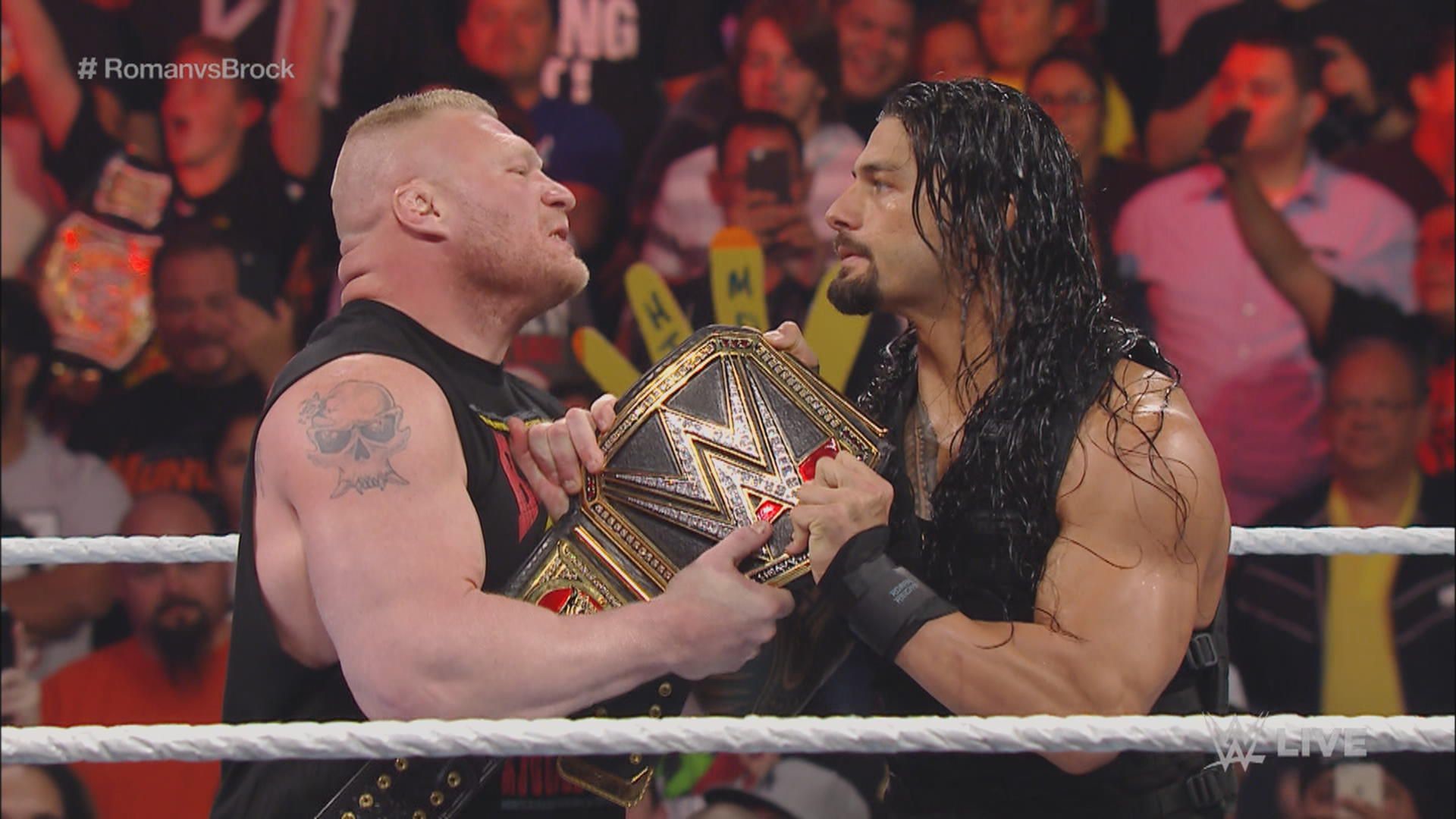 Roman Reigns, Brock Lesnar, WWE, WWE Championship, Ring, Full HD 1080p, sfondo desktop