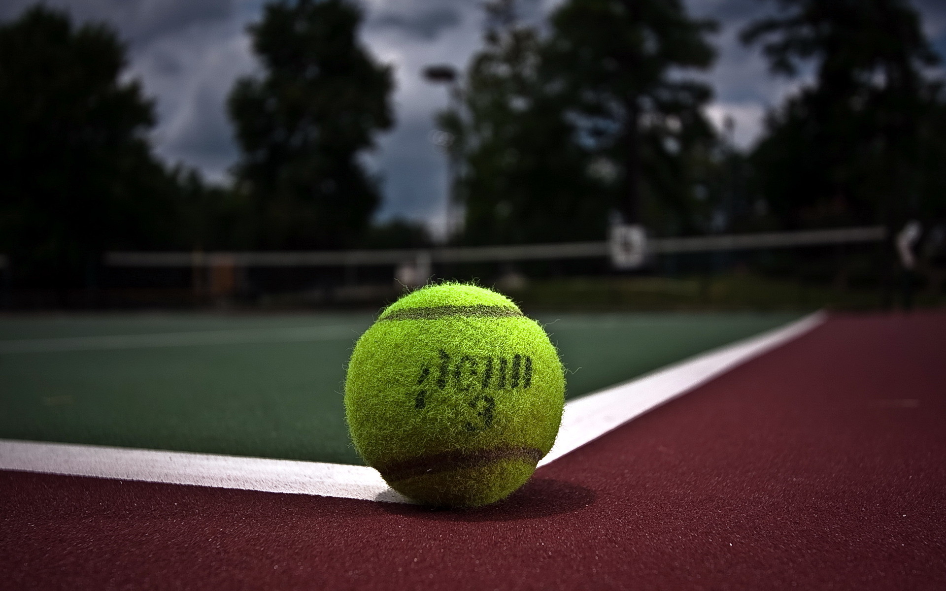 Pallina da tennis, Campo in cemento, Linea, 16:10 Full HD, sfondo widescreen