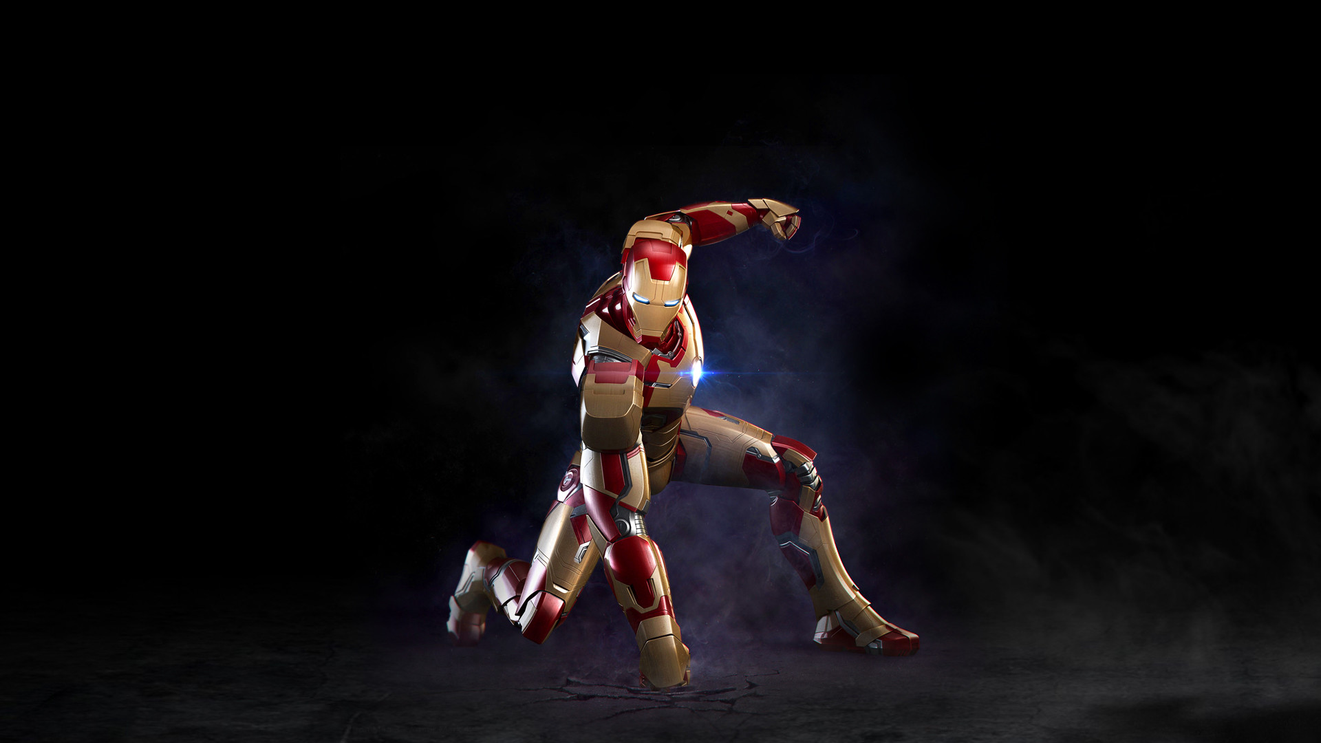 Iron Man, Mark XLII, Iron Man 3, Sfondo nero, Full HD, wallpaper per PC