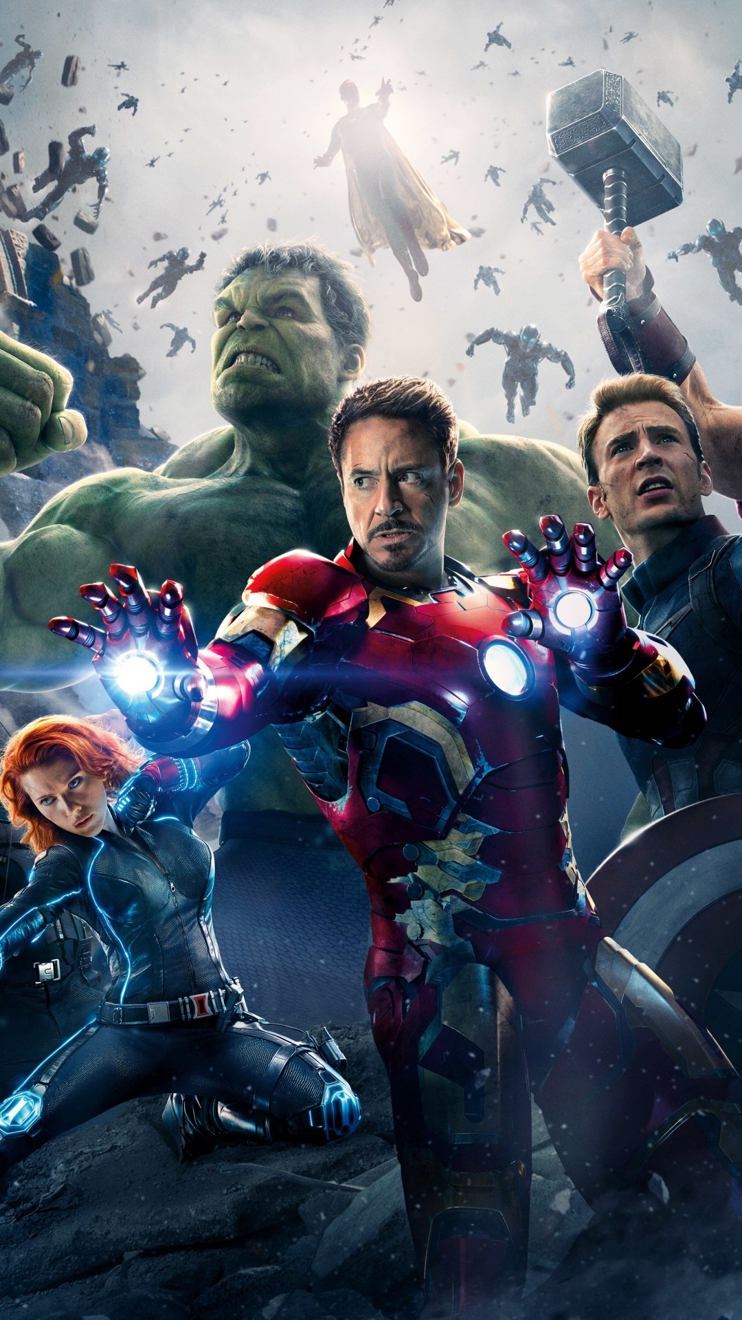 Avengers: Age of Ultron, Iron Man, Hulk, Vedova Nera, Poster, Full HD, sfondo verticale per cellulare