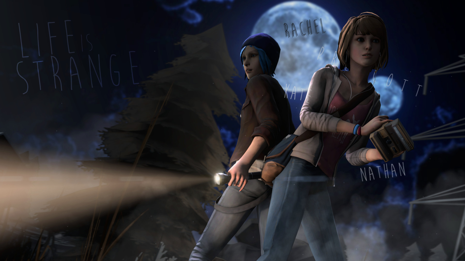Chloe Price, Max Caulfield, Life is Strange, Torcia, Notte, Full HD, sfondo per portatile