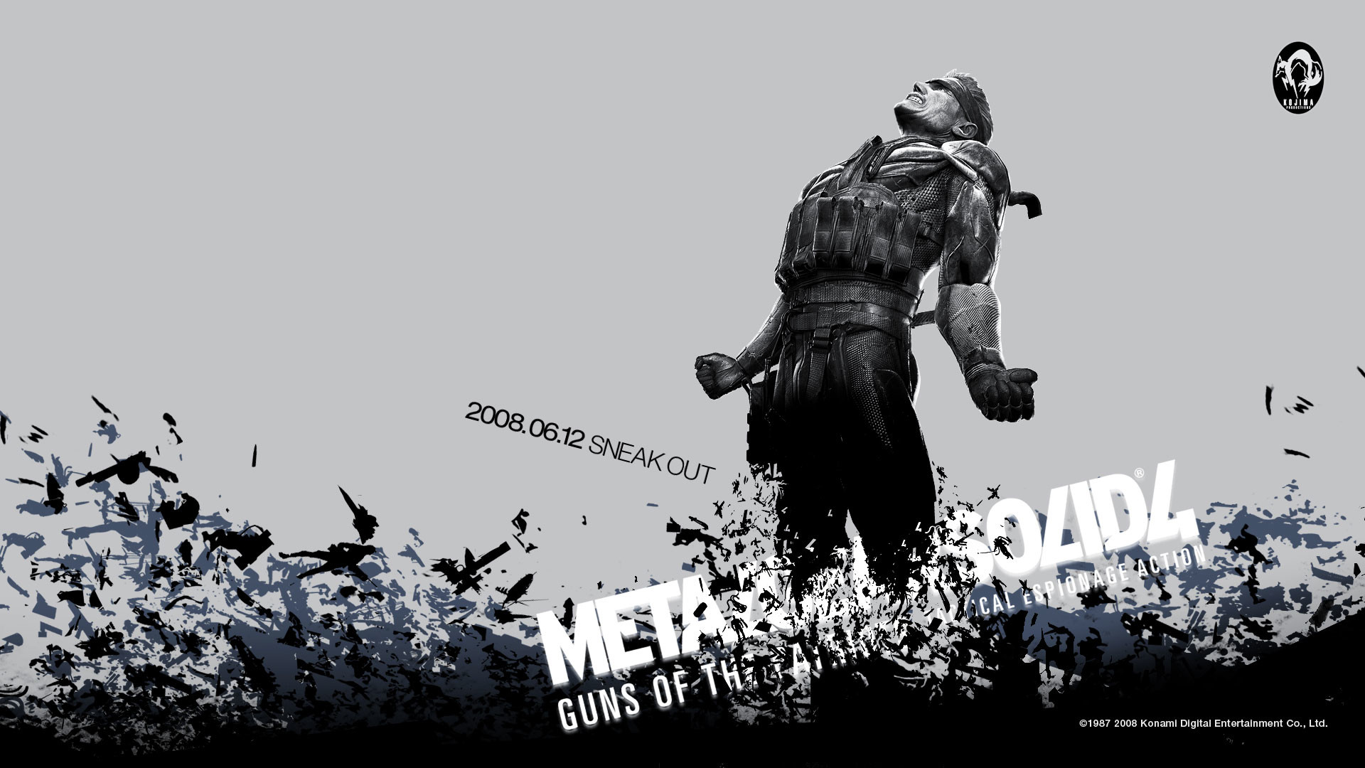 Old Snake, Metal Gear Solid 4: Guns of the Patriots, Sneak Out, Toni grigi, sfondo desktop 1080p