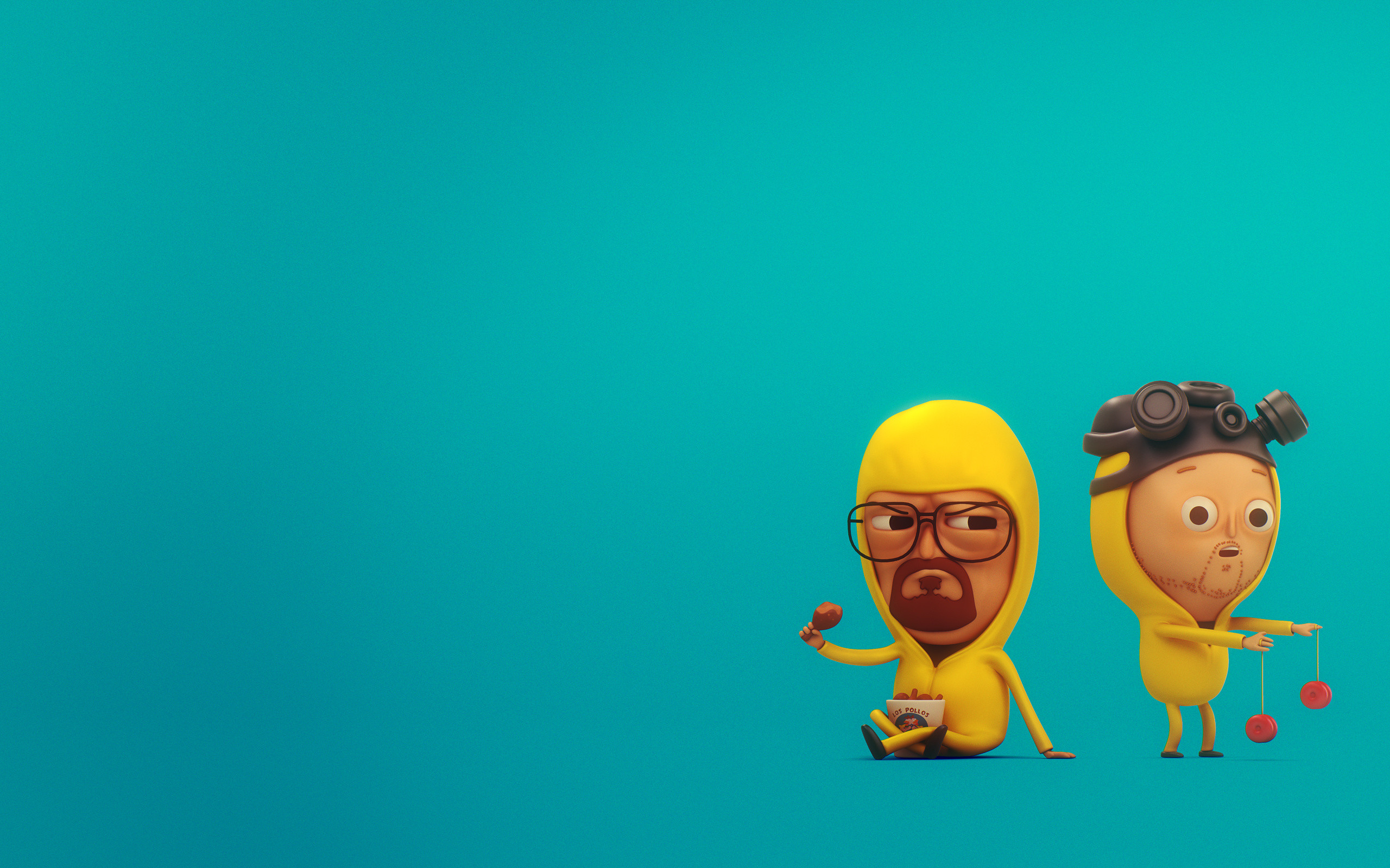 Walter White, Jesse Pinkman, Breaking Bad, Cartone, Sfondo turchese, wallpaper desktop 2K