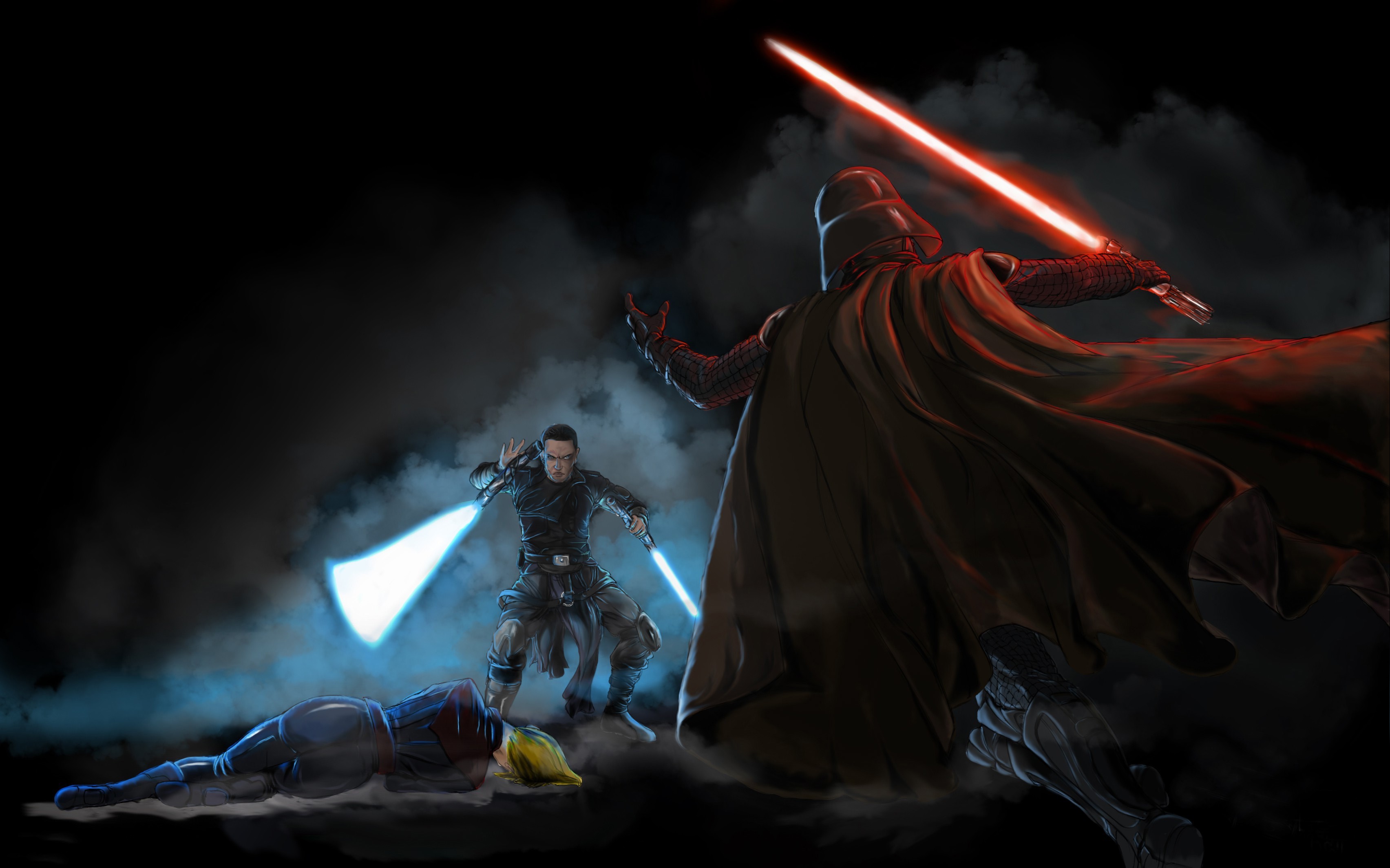Darth Vader, Starkiller, Duello, Spade laser, 2K, sfondo desktop