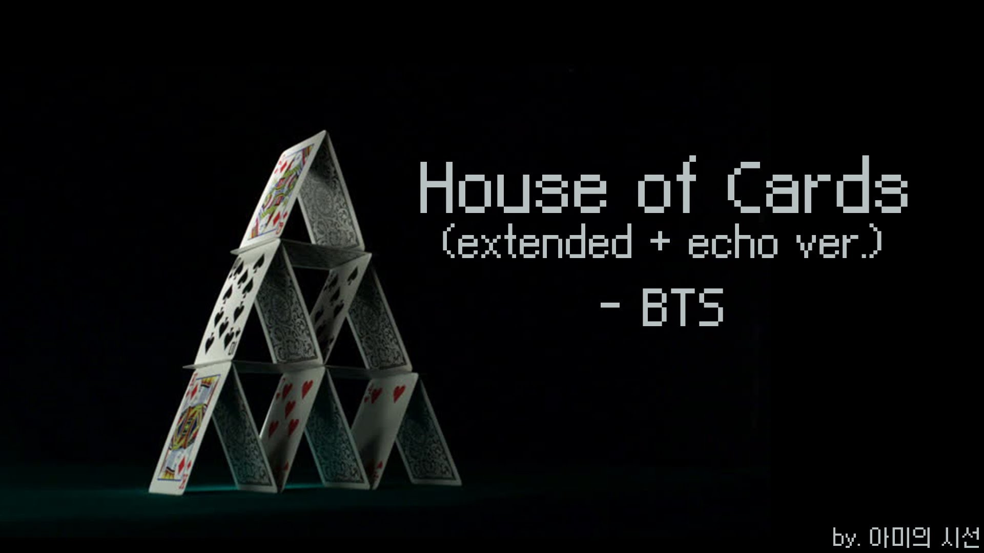 House of Cards, BTS, Castello di carte, Carte da gioco, Sfondo nero, wallpaper per portatile