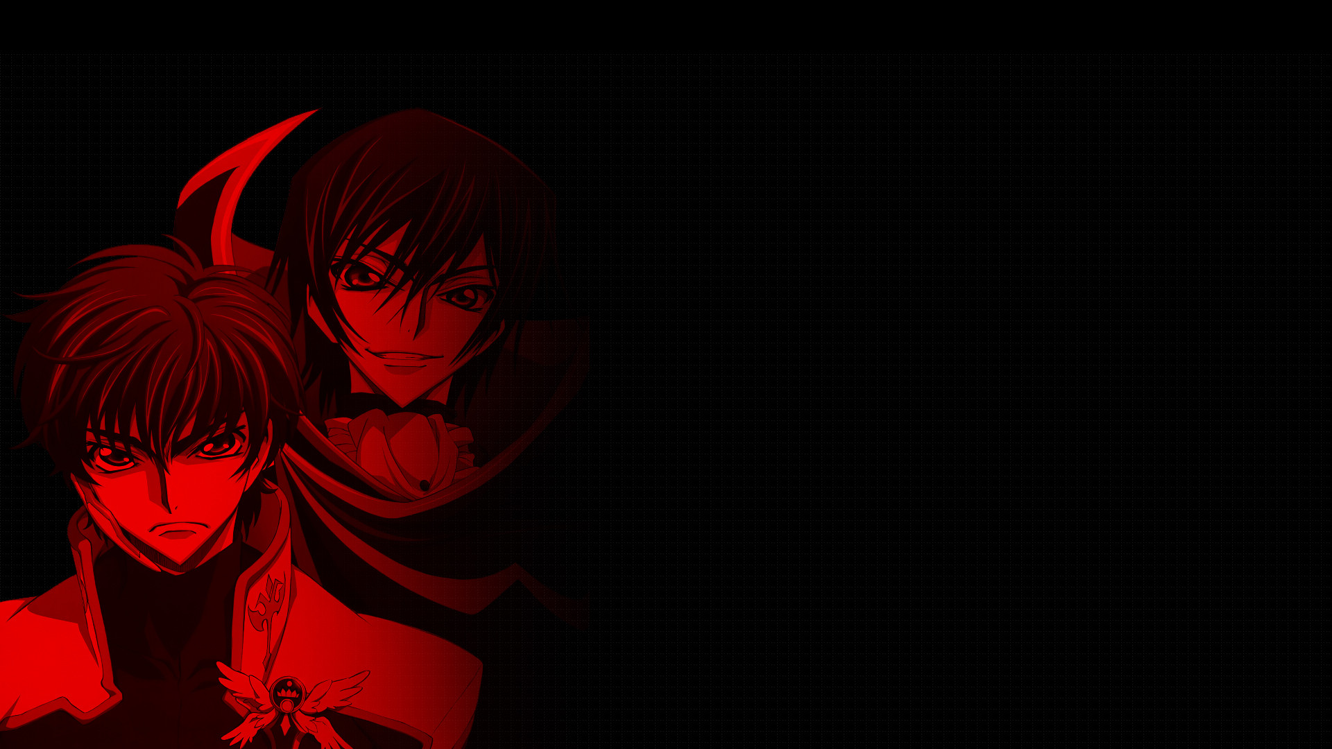 Suzaku Kururugi, Lelouch Lamperouge, Code Geass, Rosso, Sfondo nero, wallpaper 1920x1080